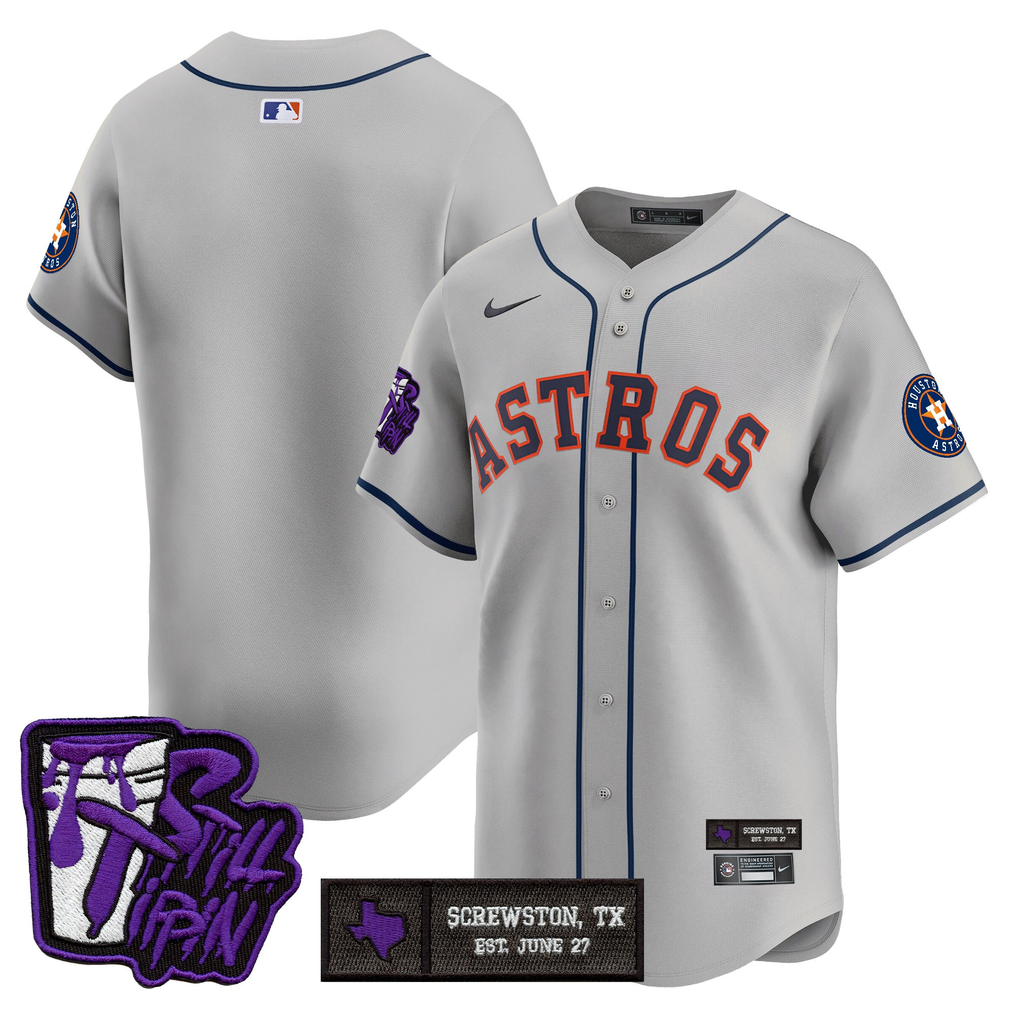 Men's Houston Astros DJ Screw Still Tippin Purple Patch Vapor Premier Limited Jersey - Stitched