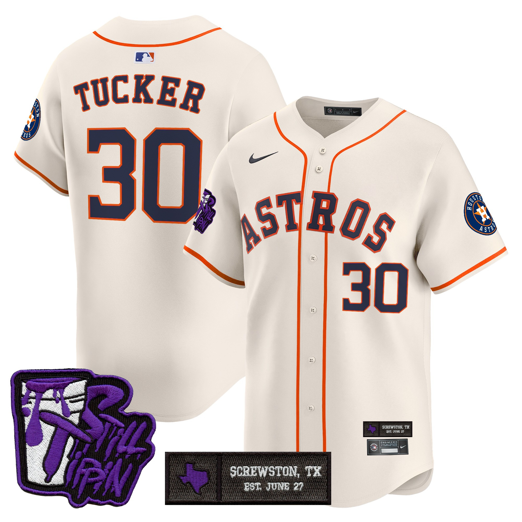 Men's Houston Astros DJ Screw Still Tippin Purple Patch Vapor Premier Limited Jersey - Stitched