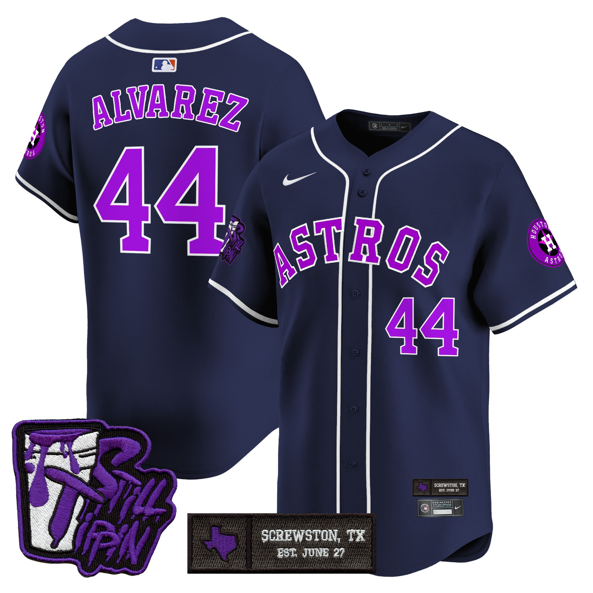 Men's Houston Astros DJ Screw Still Tippin Purple Patch Vapor Premier Limited Jersey - Stitched
