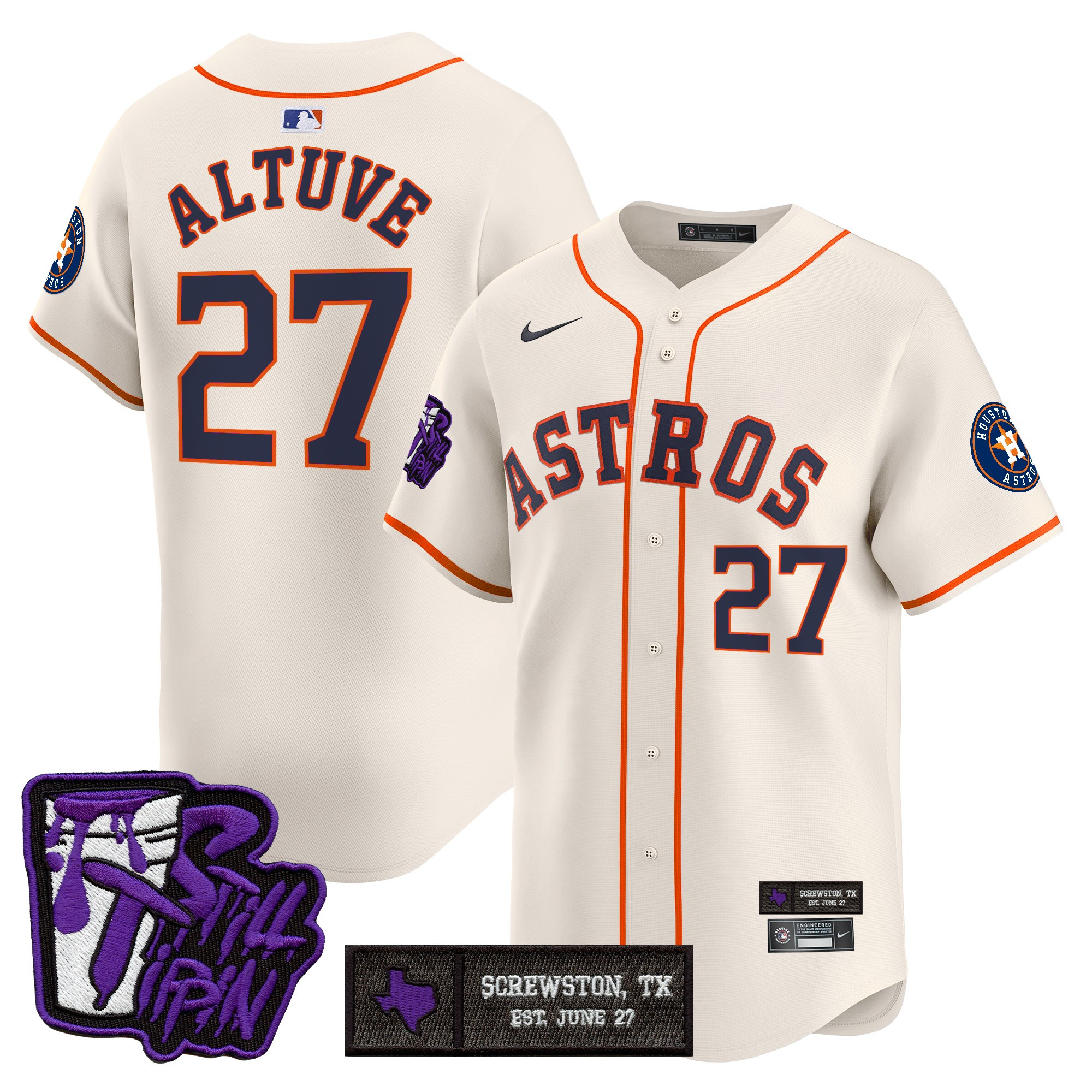 Men's Houston Astros DJ Screw Still Tippin Purple Patch Vapor Premier Limited Jersey - Stitched