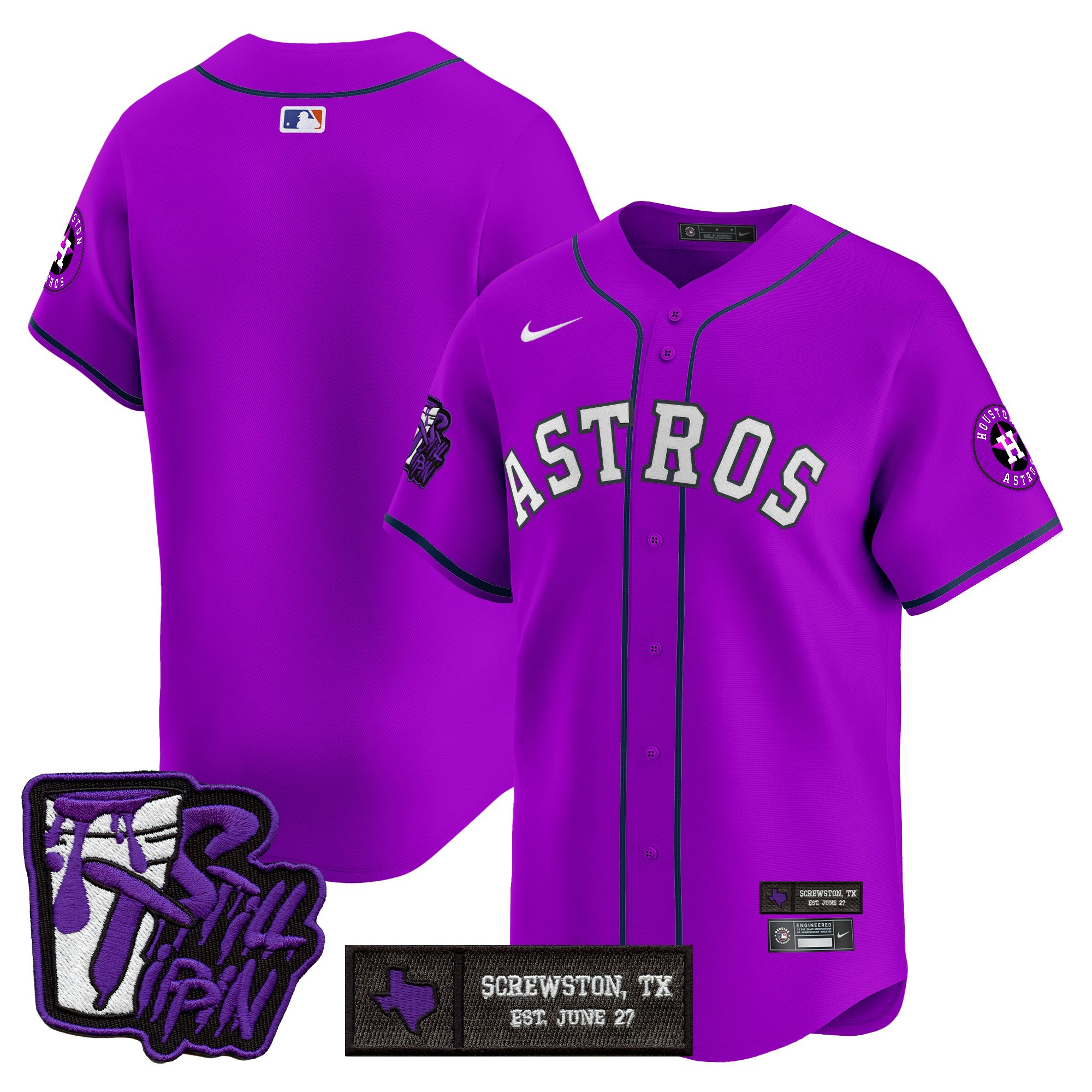 Men's Houston Astros DJ Screw Still Tippin Purple Patch Vapor Premier Limited Jersey - Stitched