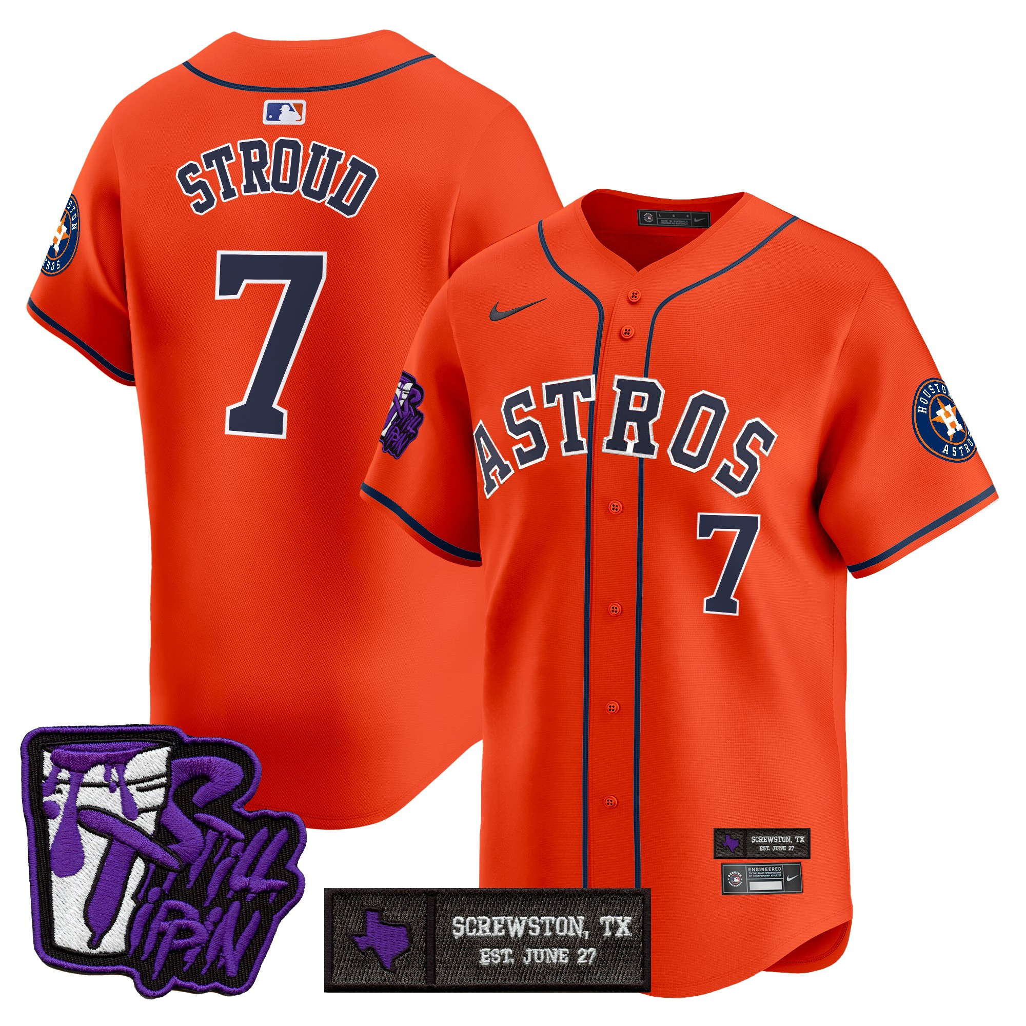 Men's Houston Astros DJ Screw Still Tippin Purple Patch Vapor Premier Limited Jersey - Stitched
