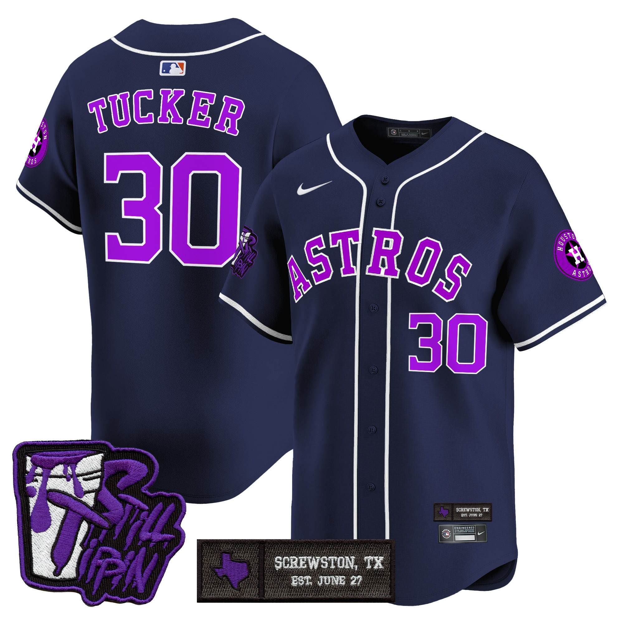 Men's Houston Astros DJ Screw Still Tippin Purple Patch Vapor Premier Limited Jersey - Stitched