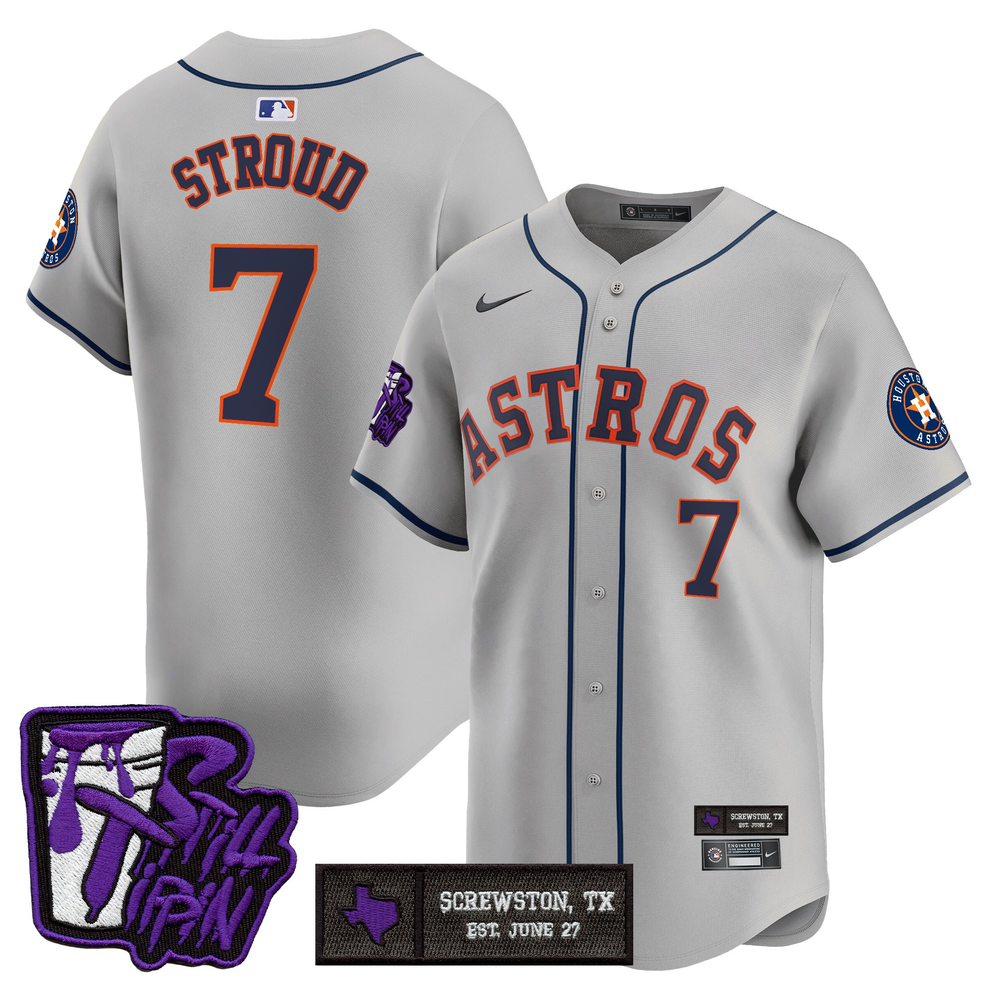 Men's Houston Astros DJ Screw Still Tippin Purple Patch Vapor Premier Limited Jersey - Stitched