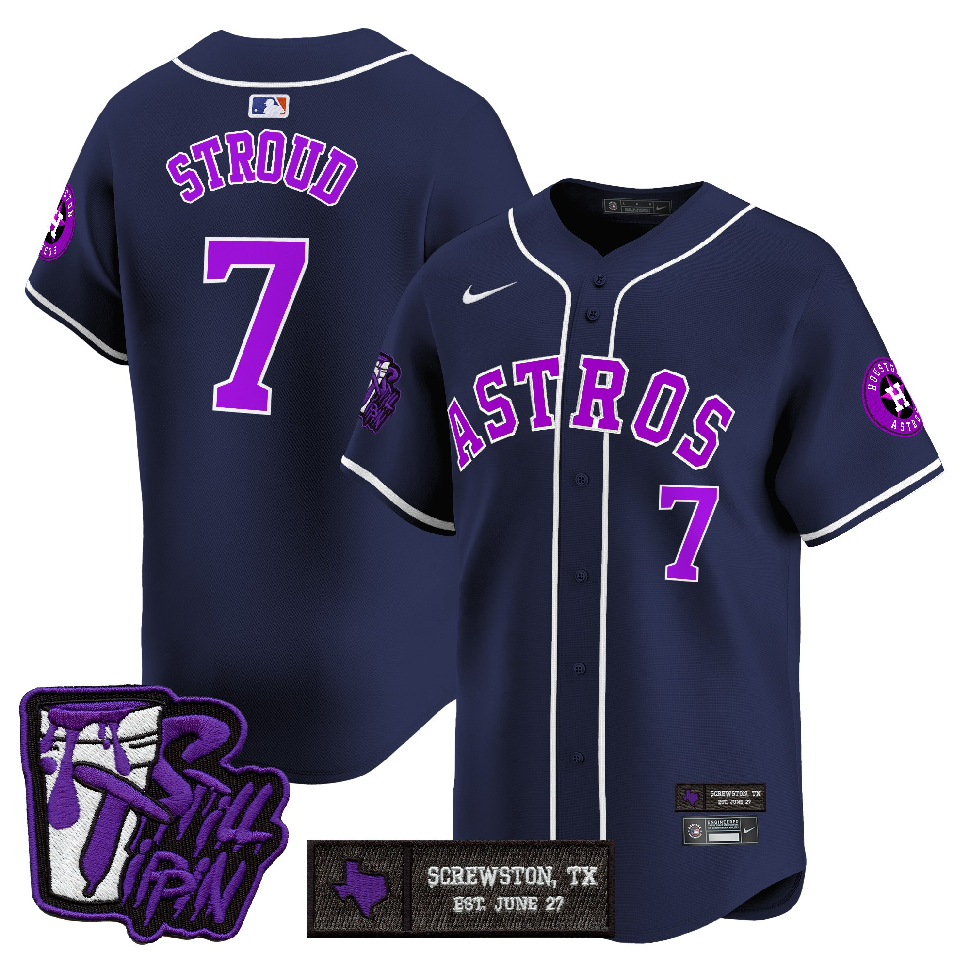 Men's Houston Astros DJ Screw Still Tippin Purple Patch Vapor Premier Limited Jersey - Stitched