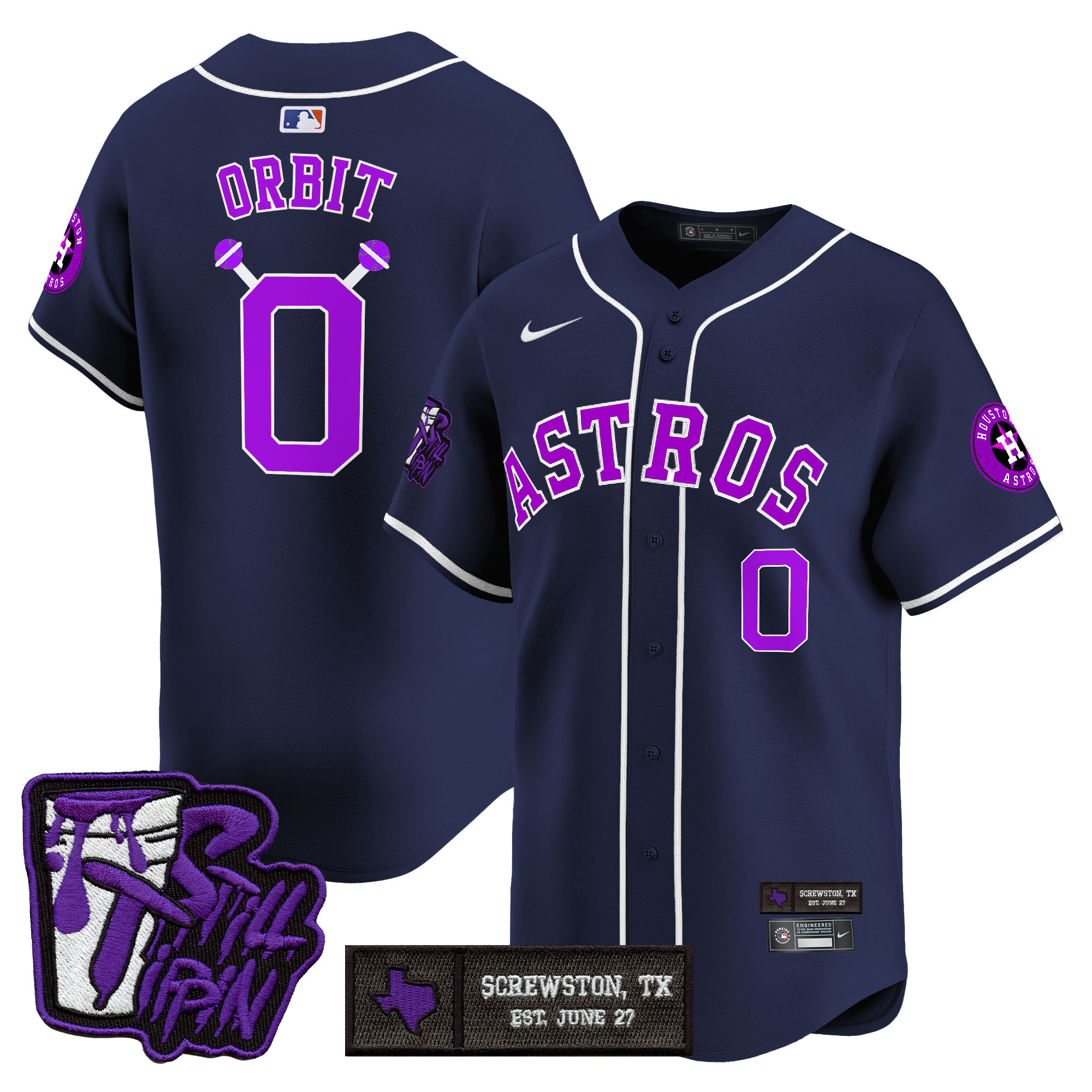 Men's Houston Astros DJ Screw Still Tippin Purple Patch Vapor Premier Limited Jersey - Stitched