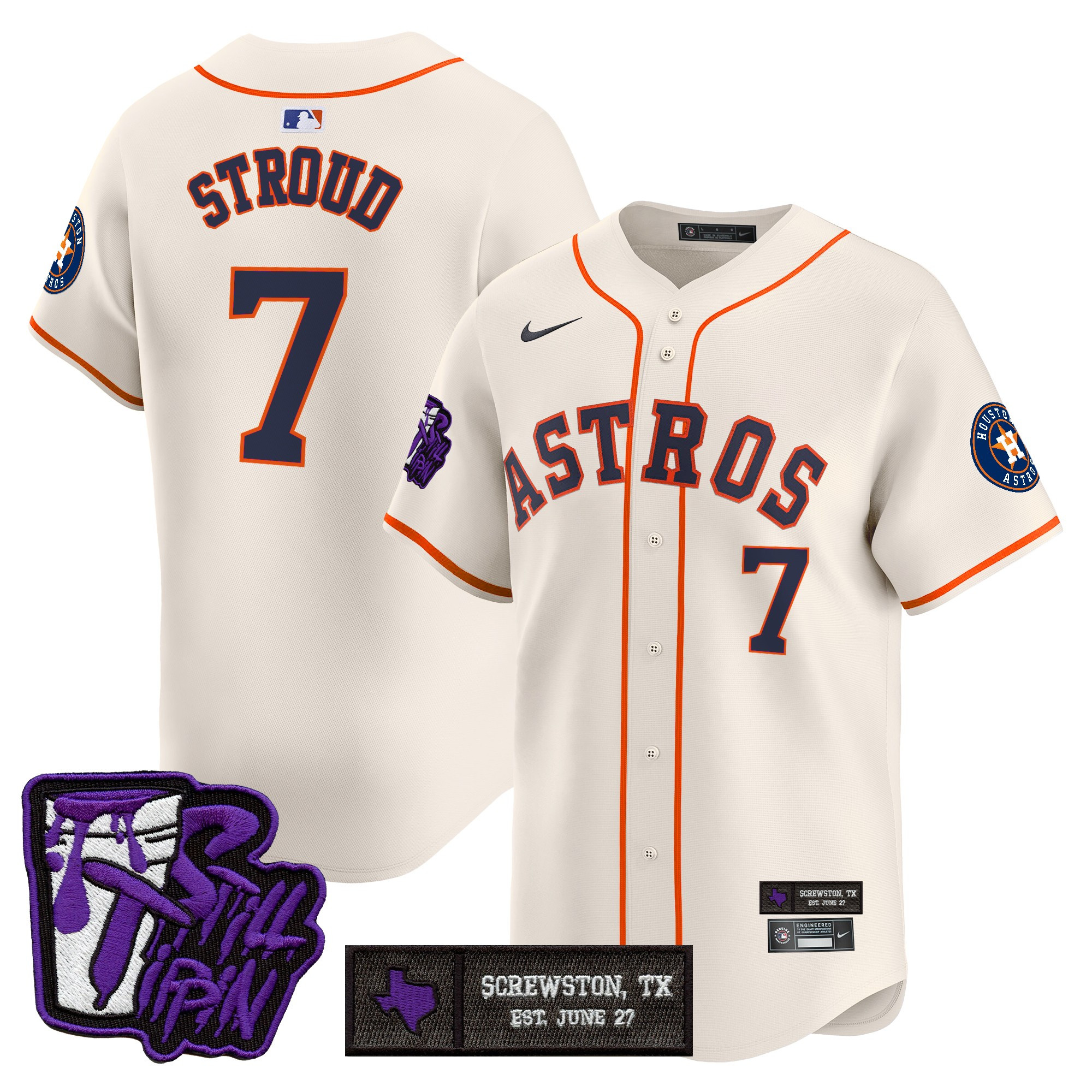 Men's Houston Astros DJ Screw Still Tippin Purple Patch Vapor Premier Limited Jersey - Stitched