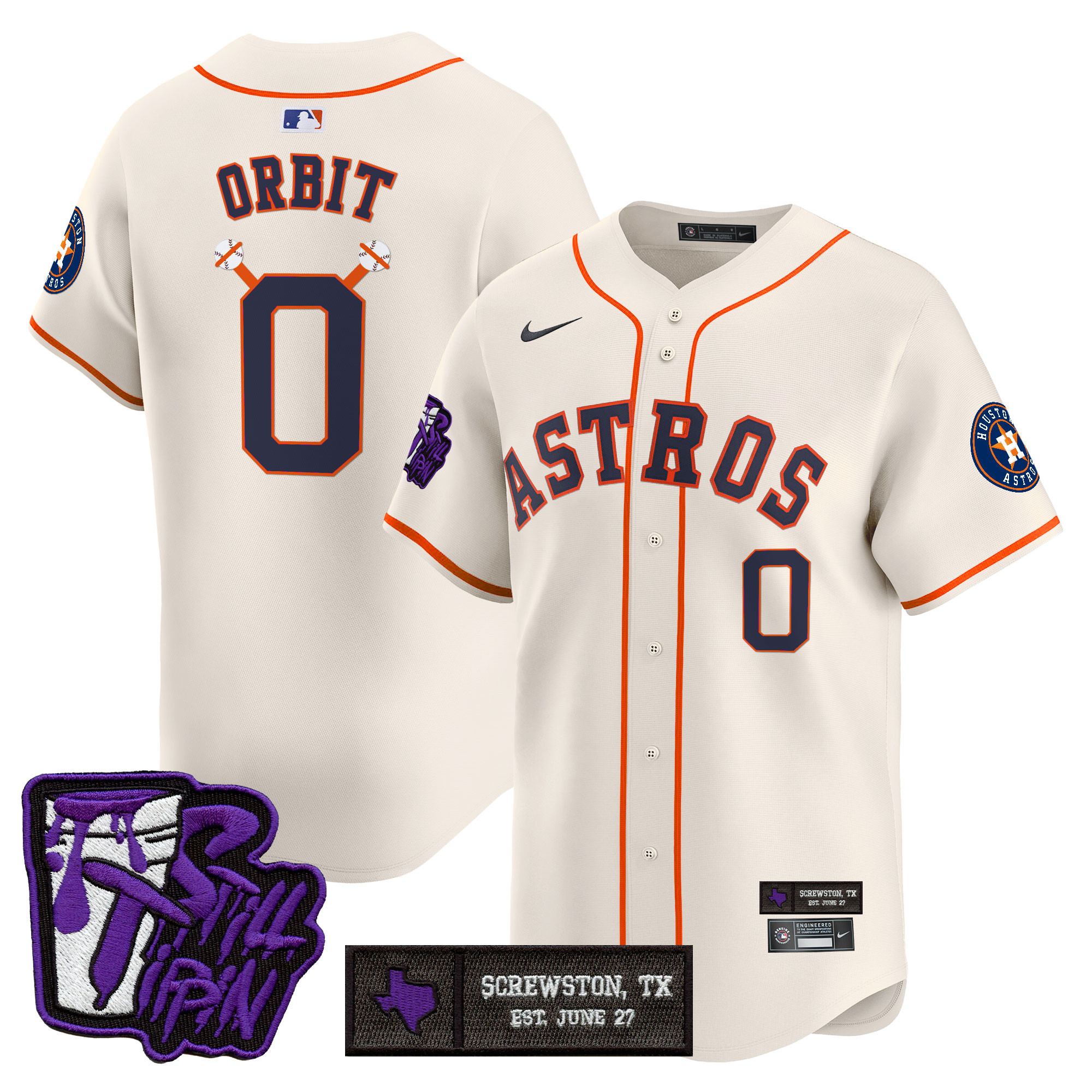 Men's Houston Astros DJ Screw Still Tippin Purple Patch Vapor Premier Limited Jersey - Stitched