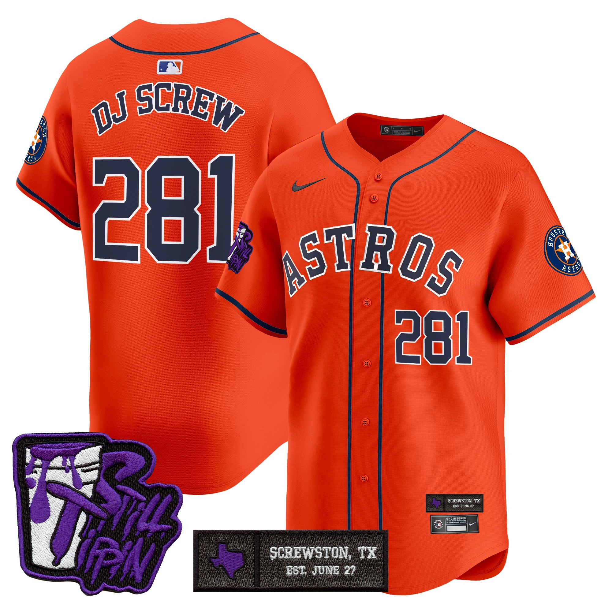 Men's Houston Astros DJ Screw Still Tippin Purple Patch Vapor Premier Limited Jersey - Stitched
