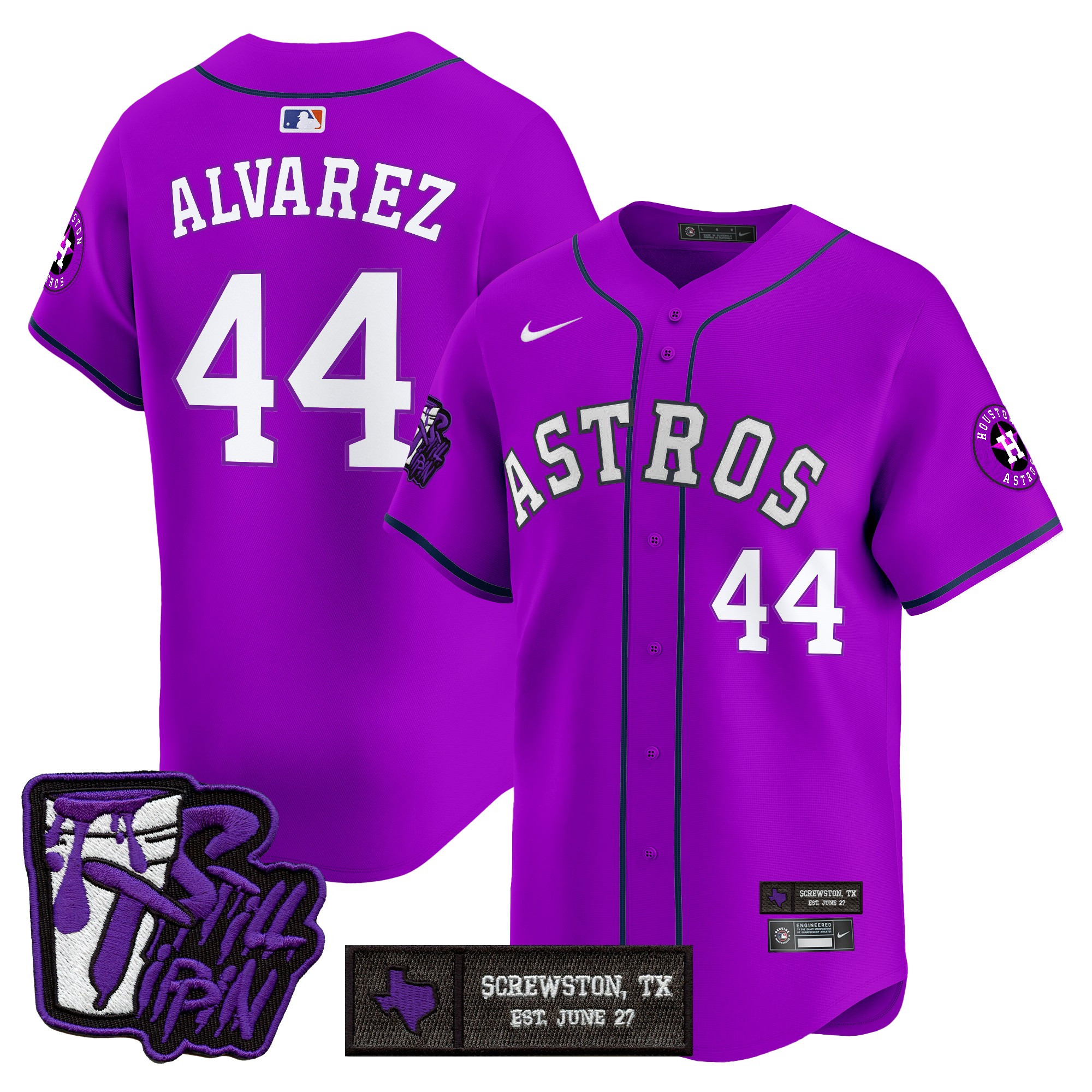 Men's Houston Astros DJ Screw Still Tippin Purple Patch Vapor Premier Limited Jersey - Stitched