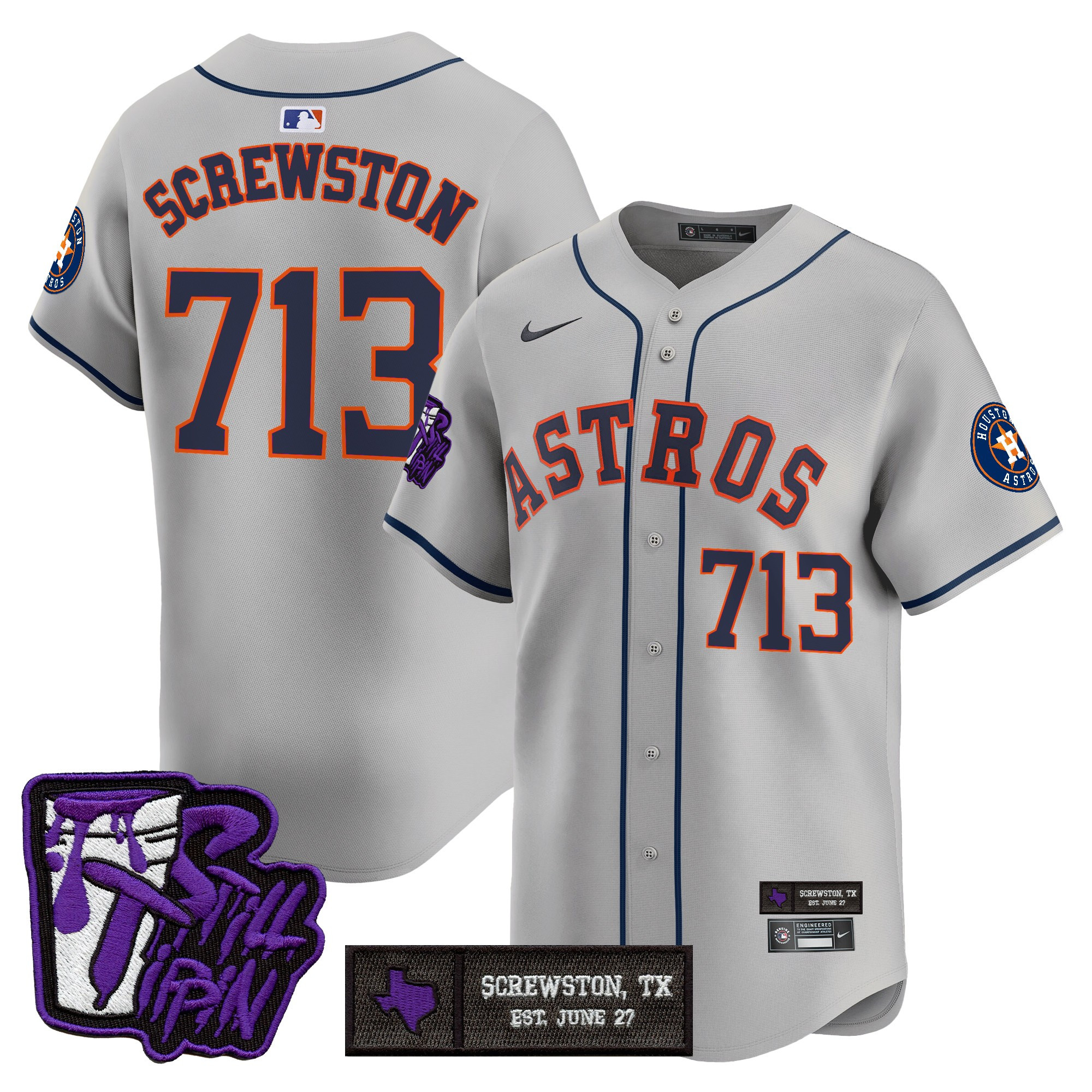 Men's Houston Astros DJ Screw Still Tippin Purple Patch Vapor Premier Limited Jersey - Stitched