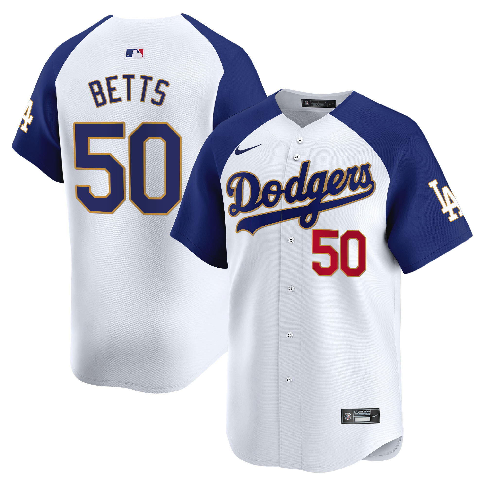 Men's Los Angeles Dodgers Gold Trim Vapor Premier Limited Jersey - All Stitched