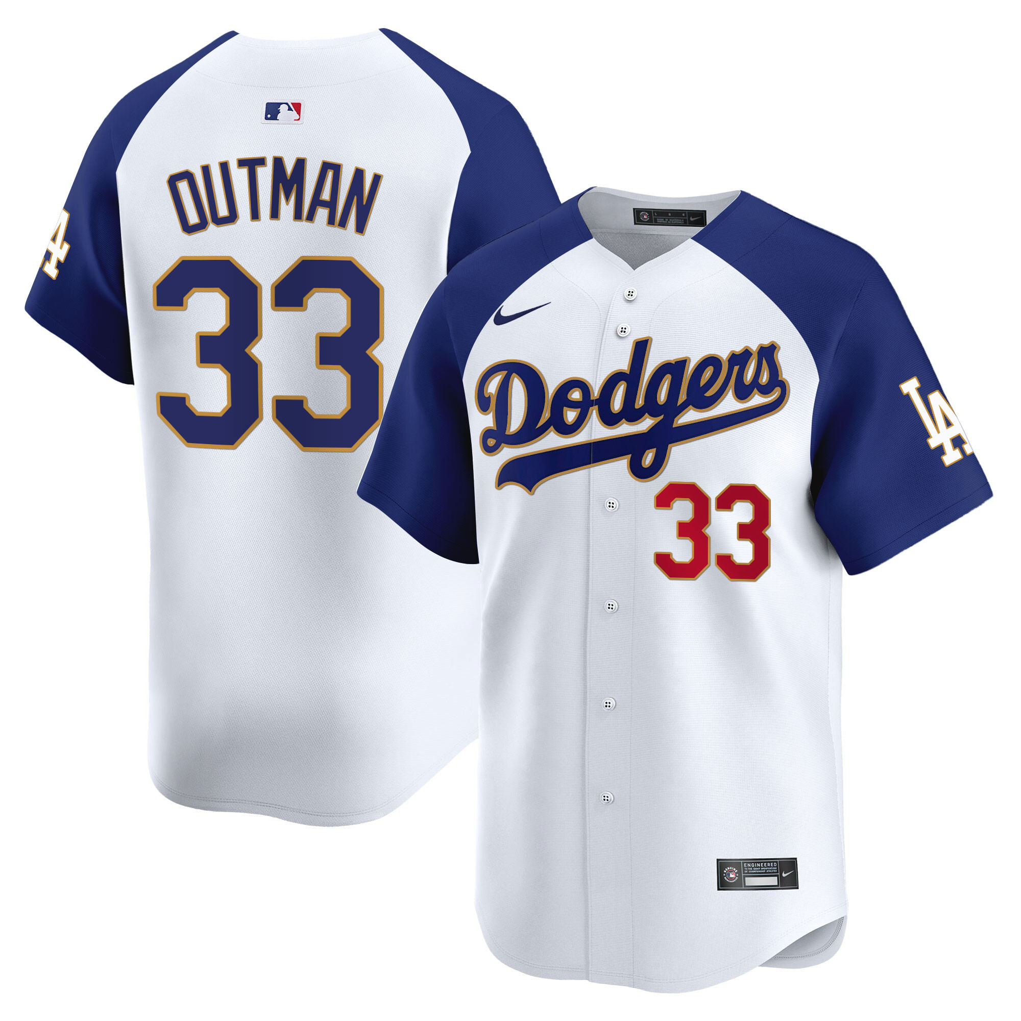 Men's Los Angeles Dodgers Gold Trim Vapor Premier Limited Jersey - All Stitched