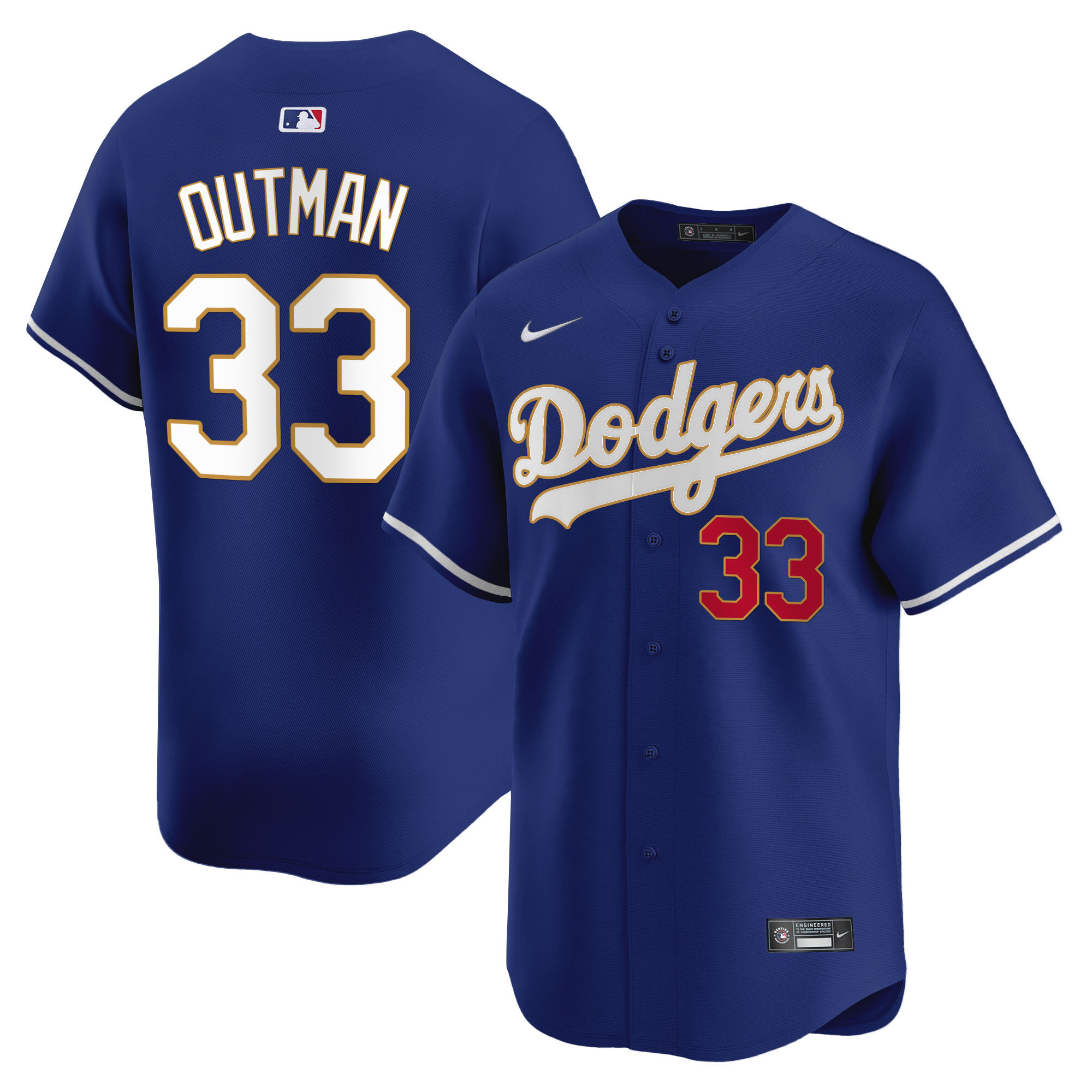 Men's Los Angeles Dodgers Gold Trim Vapor Premier Limited Jersey - All Stitched