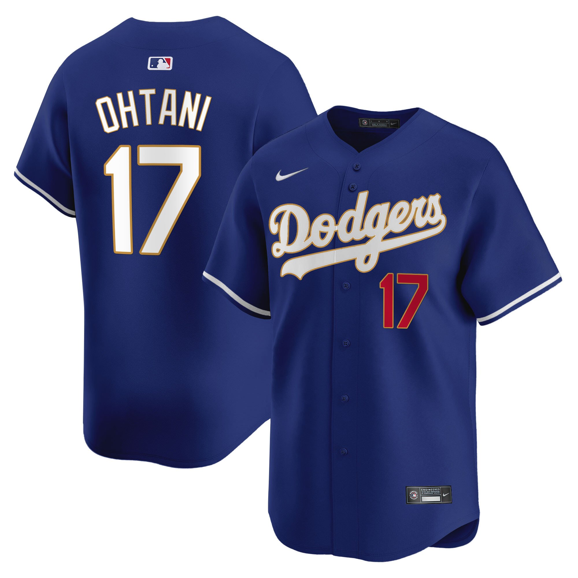 Men's Los Angeles Dodgers Gold Trim Vapor Premier Limited Jersey - All Stitched
