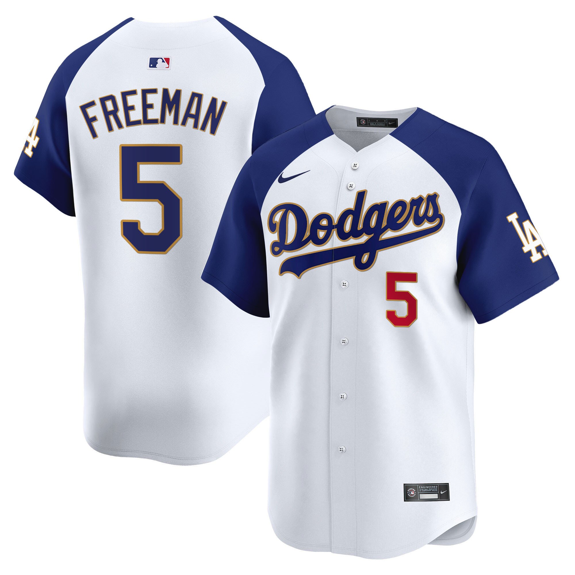 Men's Los Angeles Dodgers Gold Trim Vapor Premier Limited Jersey - All Stitched