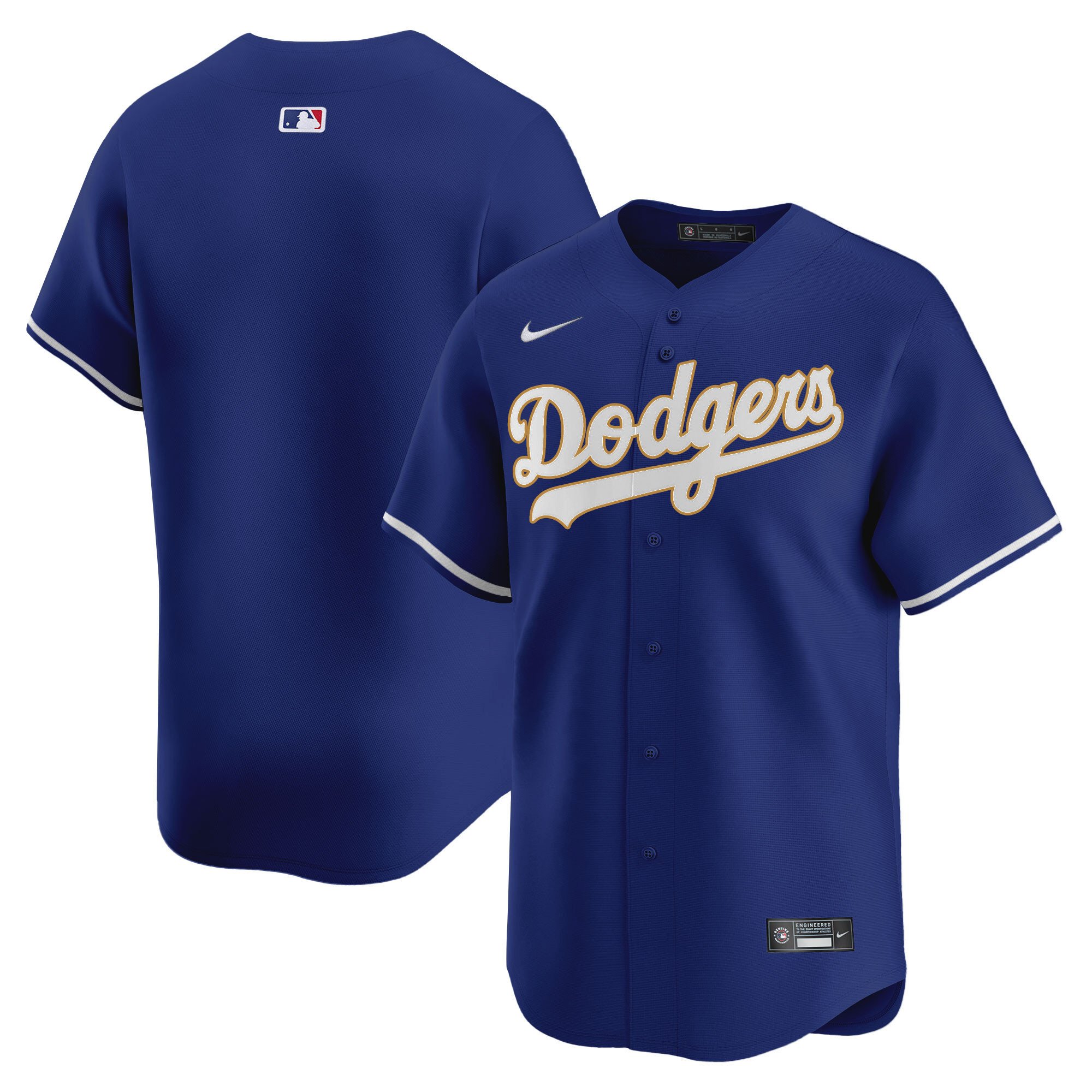 Men's Los Angeles Dodgers Gold Trim Vapor Premier Limited Jersey - All Stitched