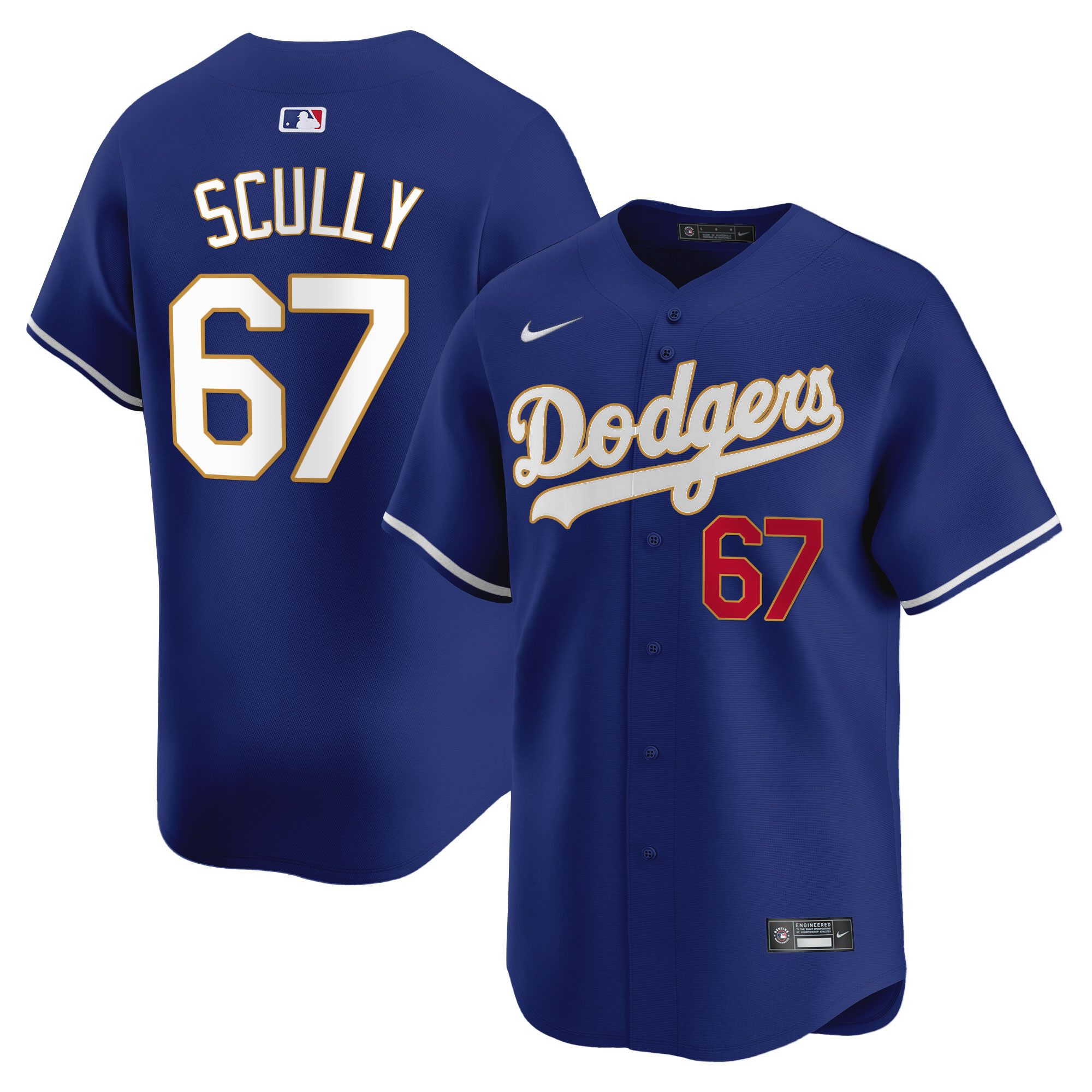 Men's Los Angeles Dodgers Gold Trim Vapor Premier Limited Jersey - All Stitched