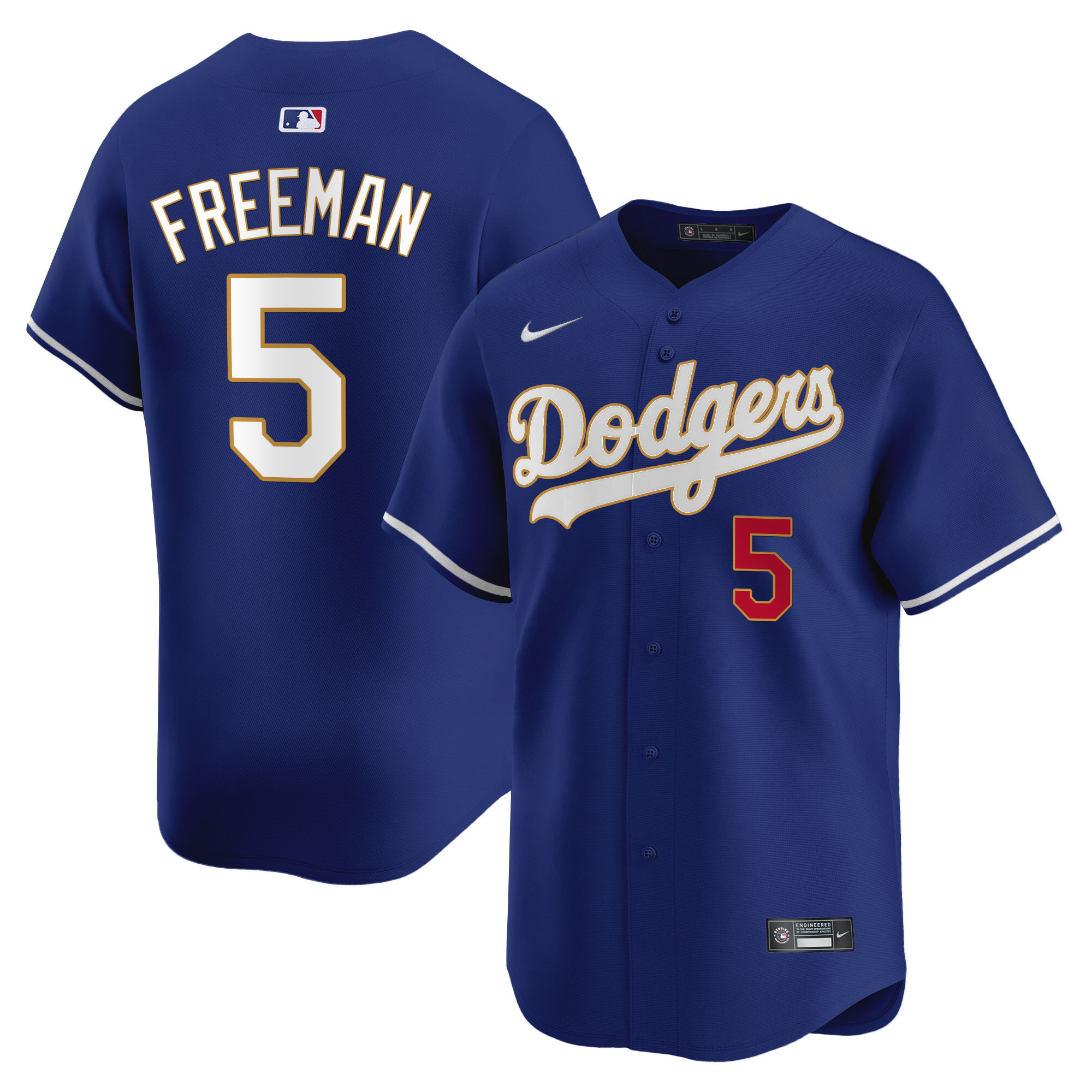 Men's Los Angeles Dodgers Gold Trim Vapor Premier Limited Jersey - All Stitched