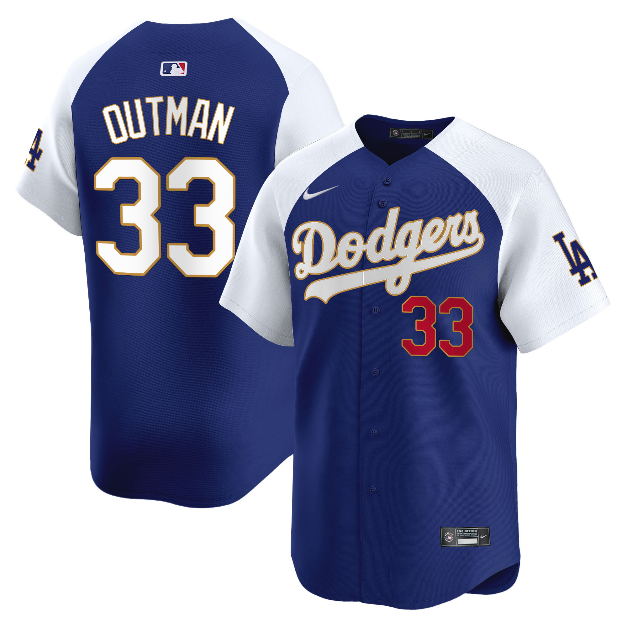 Men's Los Angeles Dodgers Gold Trim Vapor Premier Limited Jersey - All Stitched