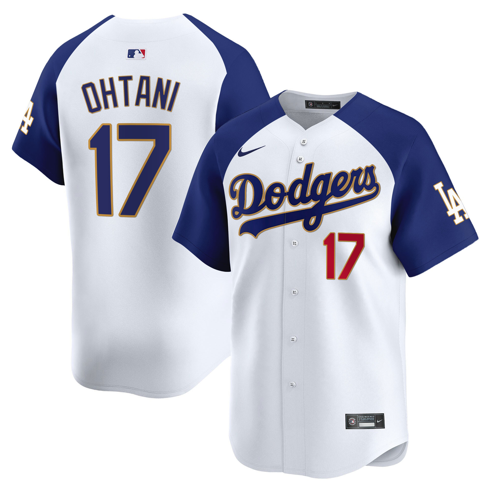 Men's Los Angeles Dodgers Gold Trim Vapor Premier Limited Jersey - All Stitched