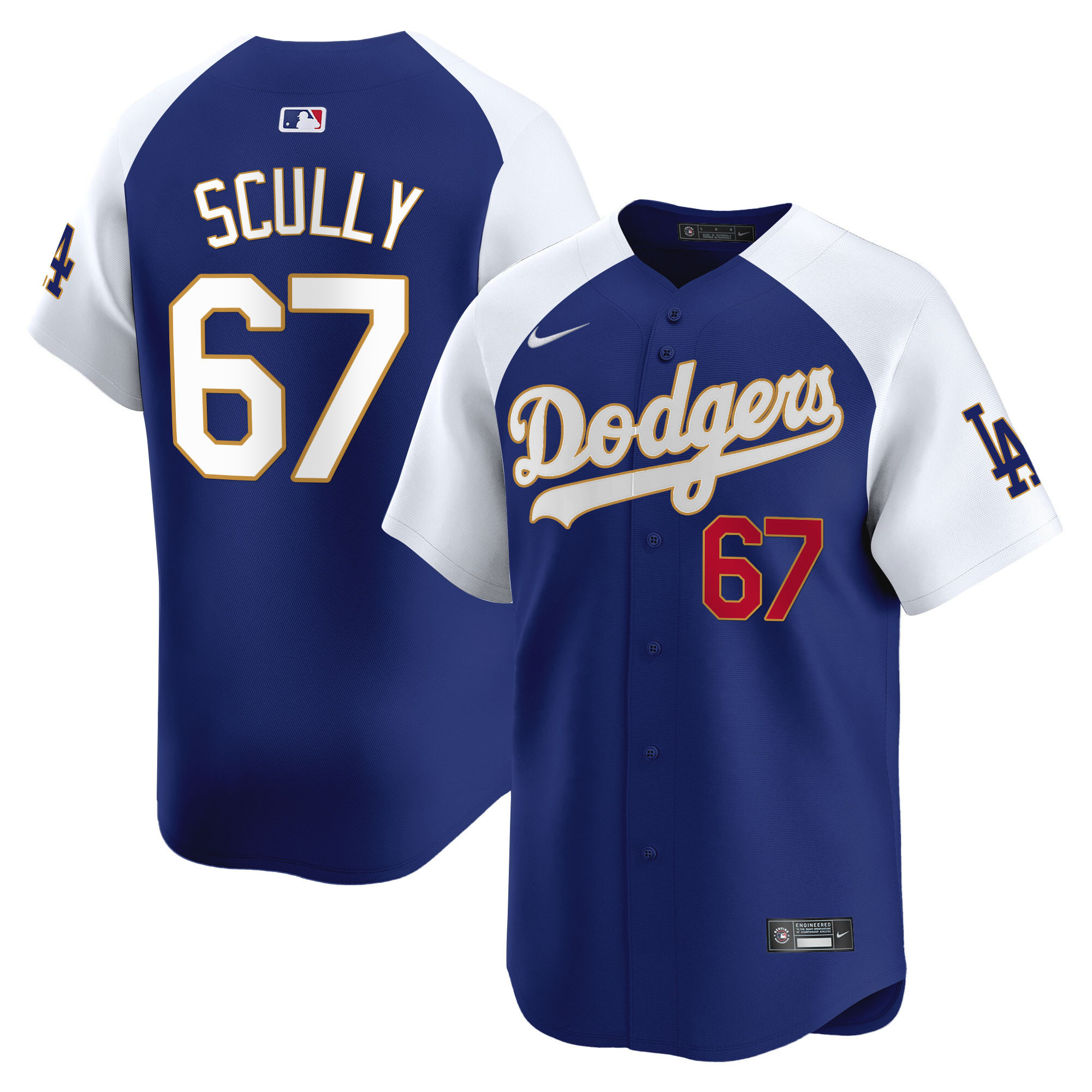 Men's Los Angeles Dodgers Gold Trim Vapor Premier Limited Jersey - All Stitched