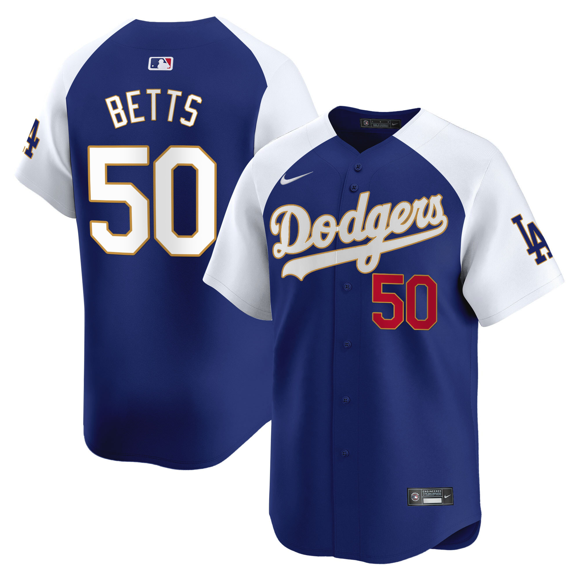 Men's Los Angeles Dodgers Gold Trim Vapor Premier Limited Jersey - All Stitched