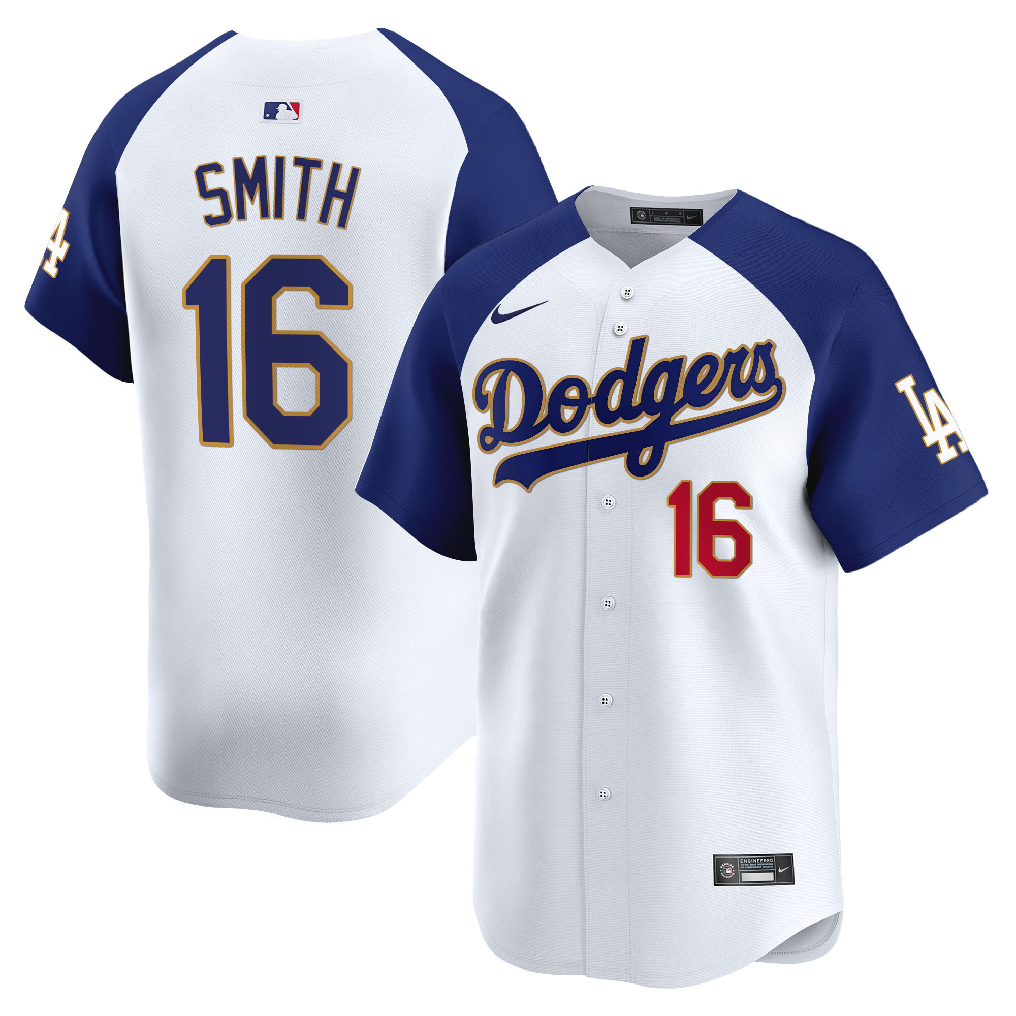 Men's Los Angeles Dodgers Gold Trim Vapor Premier Limited Jersey - All Stitched