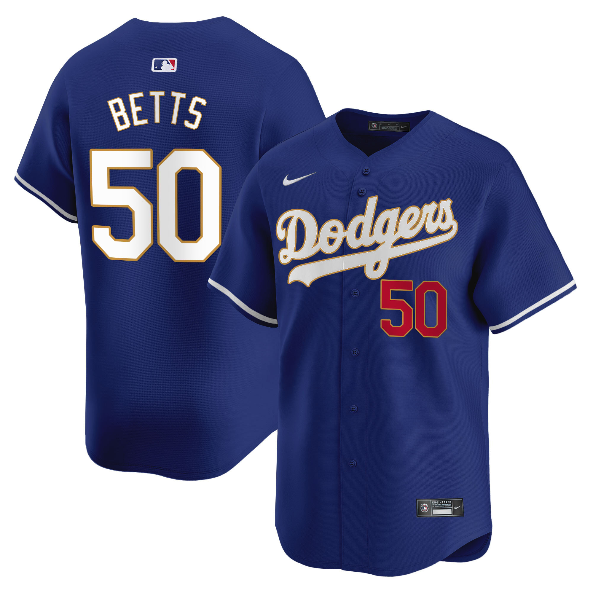 Men's Los Angeles Dodgers Gold Trim Vapor Premier Limited Jersey - All Stitched
