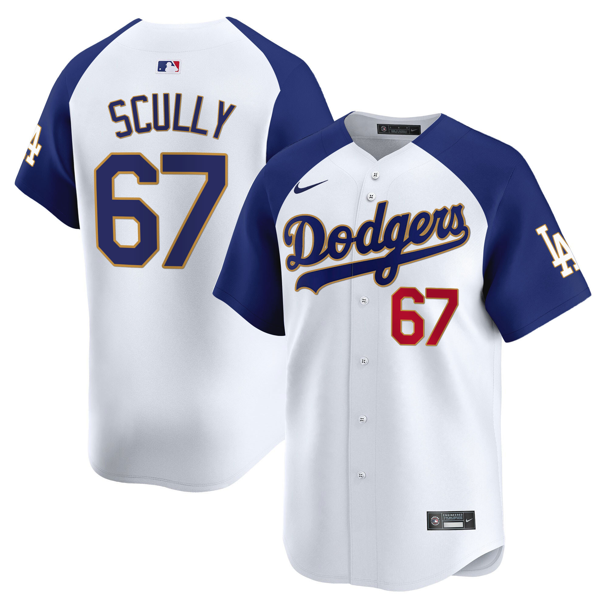 Men's Los Angeles Dodgers Gold Trim Vapor Premier Limited Jersey - All Stitched