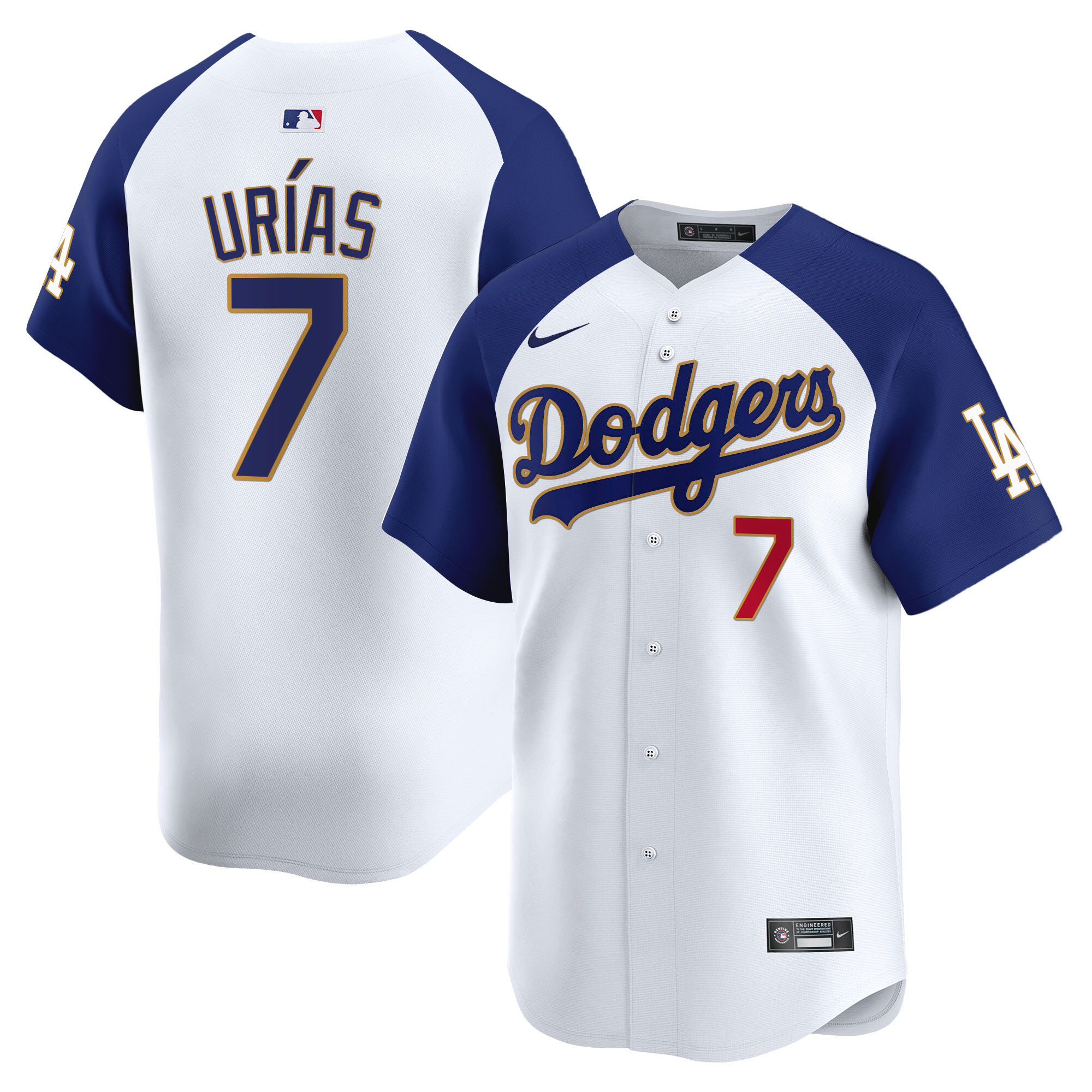Men's Los Angeles Dodgers Gold Trim Vapor Premier Limited Jersey - All Stitched