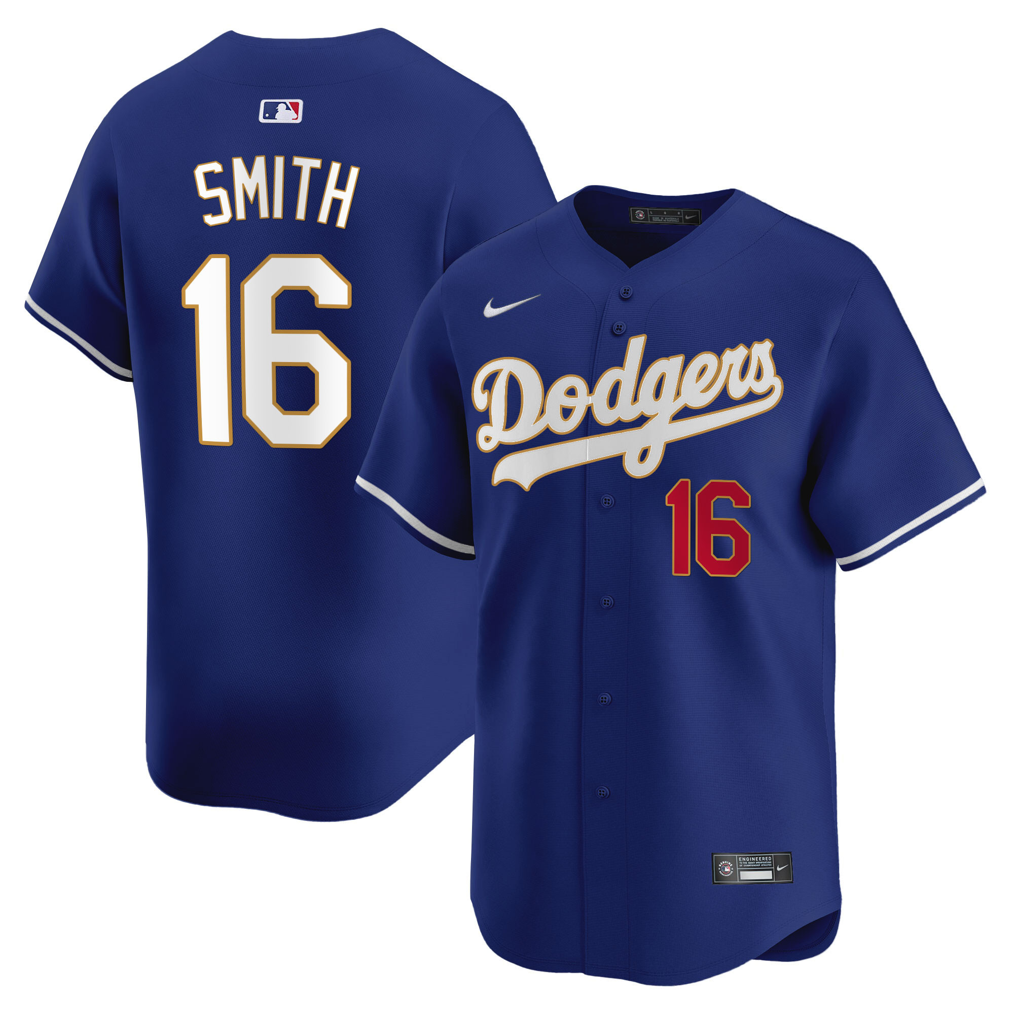 Men's Los Angeles Dodgers Gold Trim Vapor Premier Limited Jersey - All Stitched