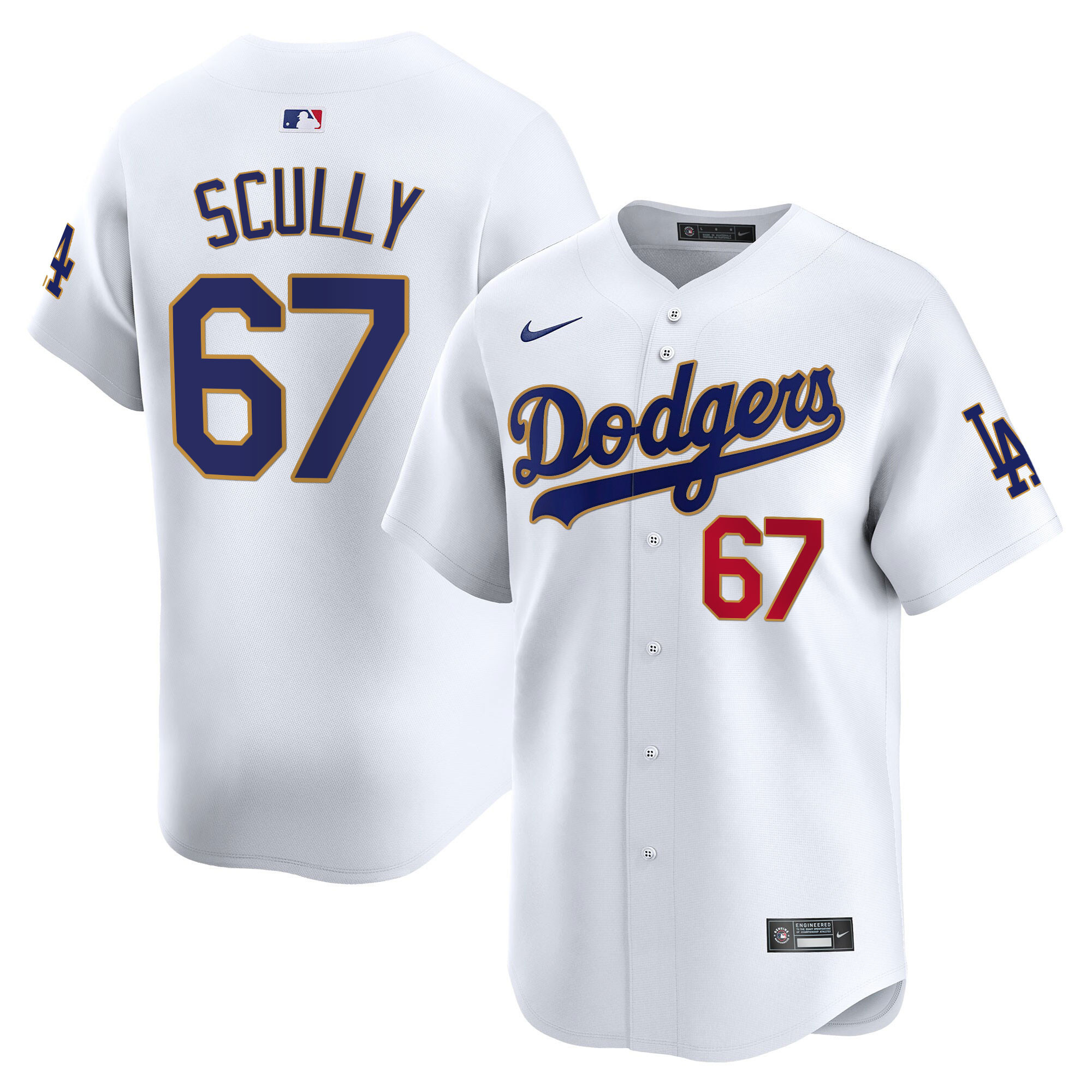 Men's Los Angeles Dodgers Gold Trim Vapor Premier Limited Jersey - All Stitched