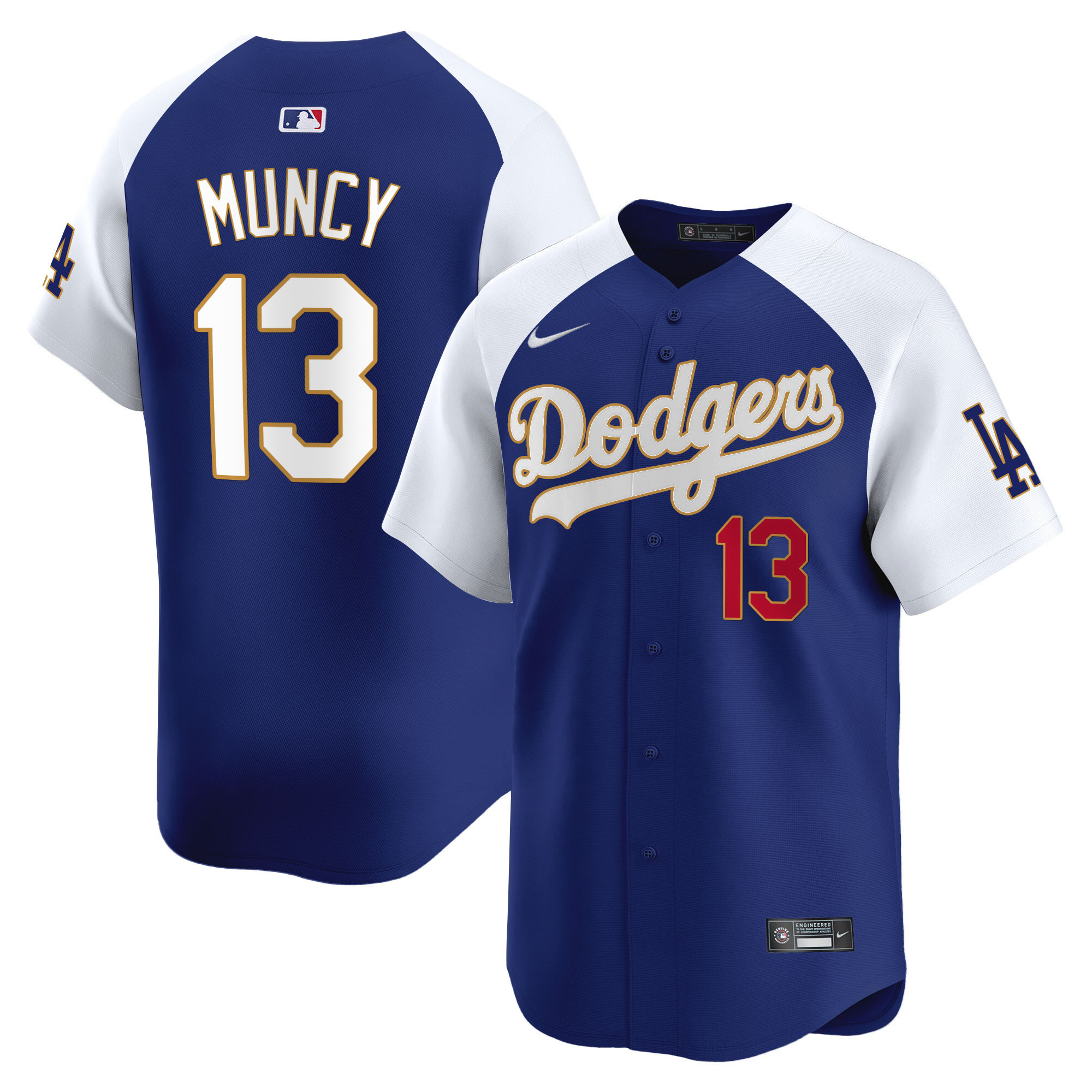 Men's Los Angeles Dodgers Gold Trim Vapor Premier Limited Jersey - All Stitched
