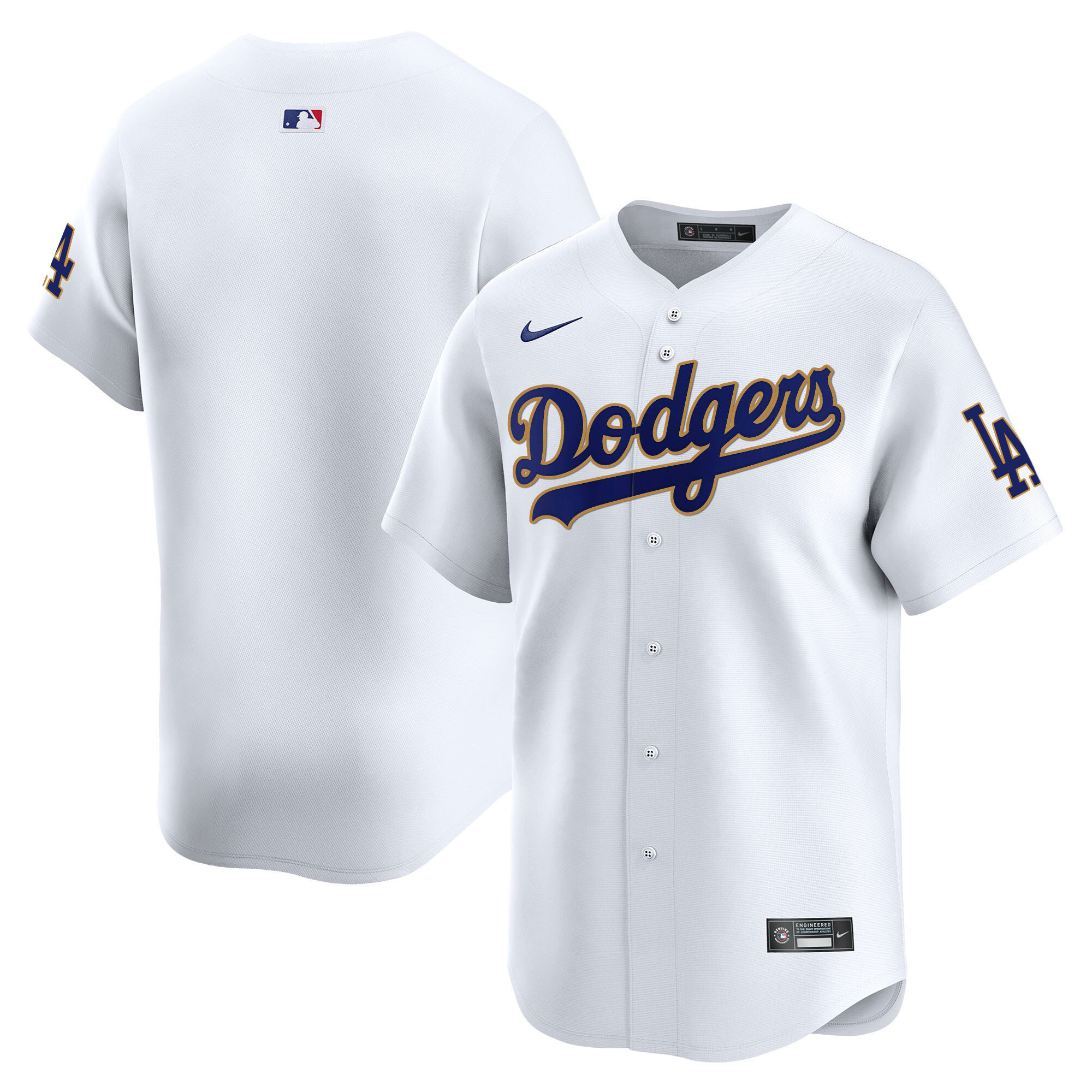 Men's Los Angeles Dodgers Gold Trim Vapor Premier Limited Jersey - All Stitched