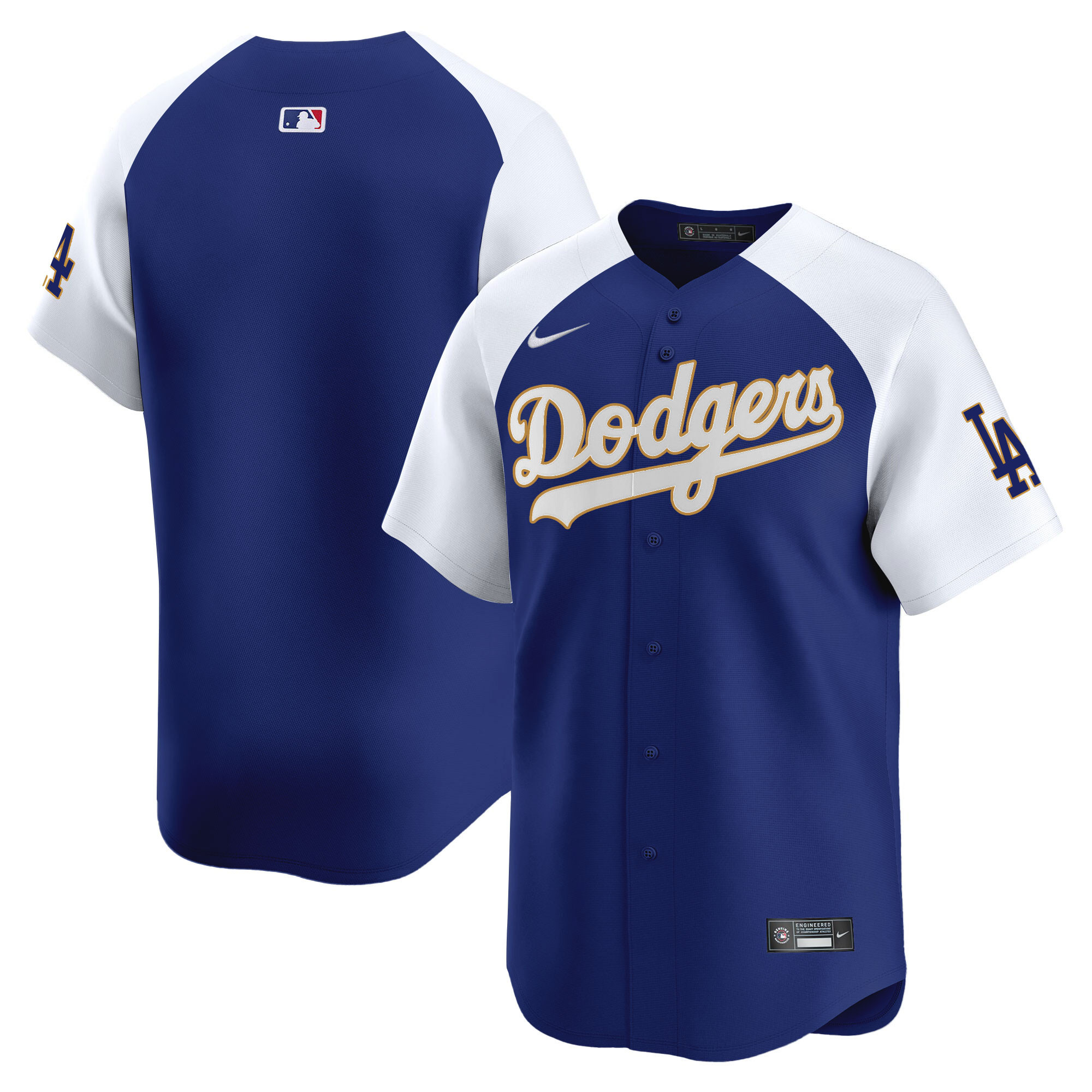 Men's Los Angeles Dodgers Gold Trim Vapor Premier Limited Jersey - All Stitched