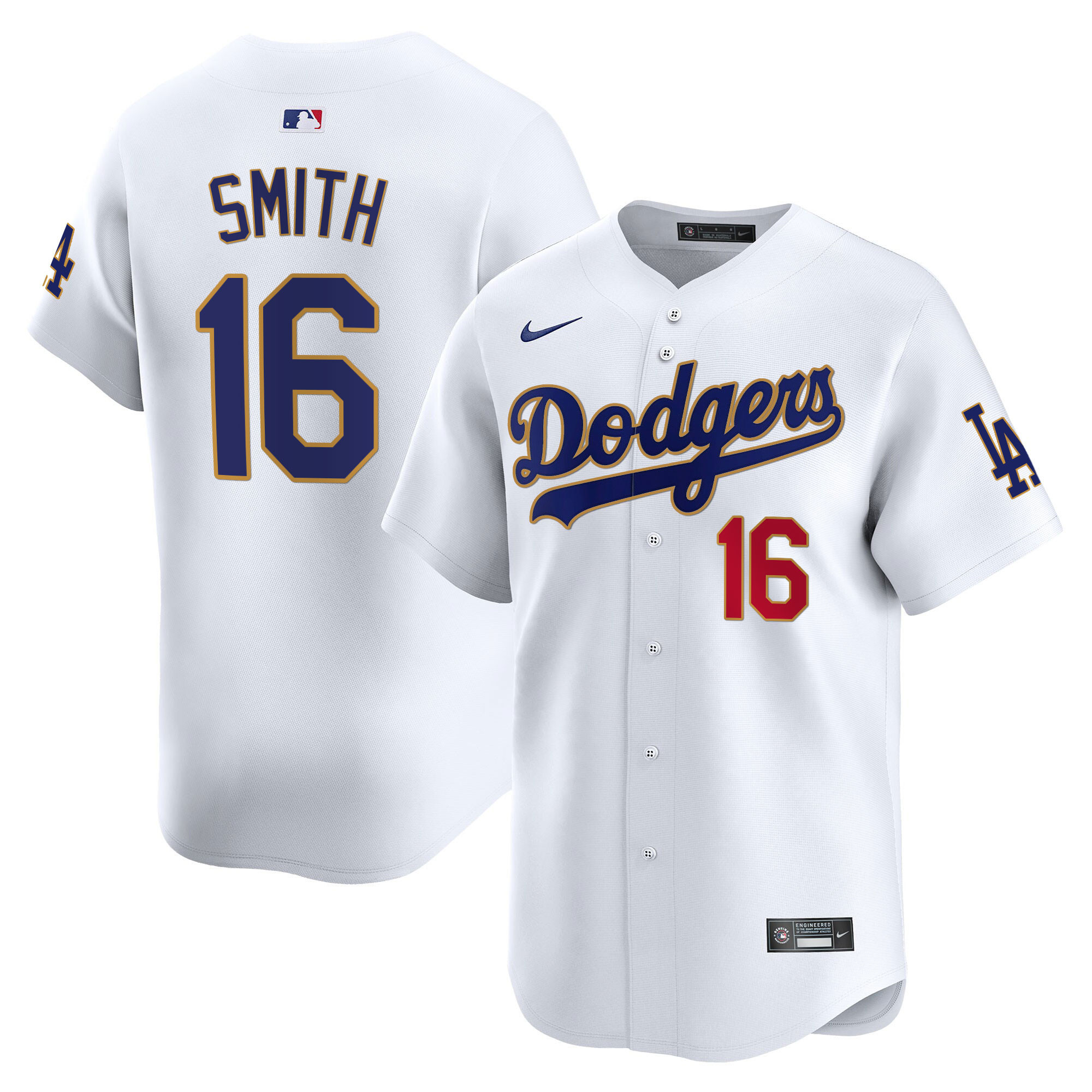 Men's Los Angeles Dodgers Gold Trim Vapor Premier Limited Jersey - All Stitched