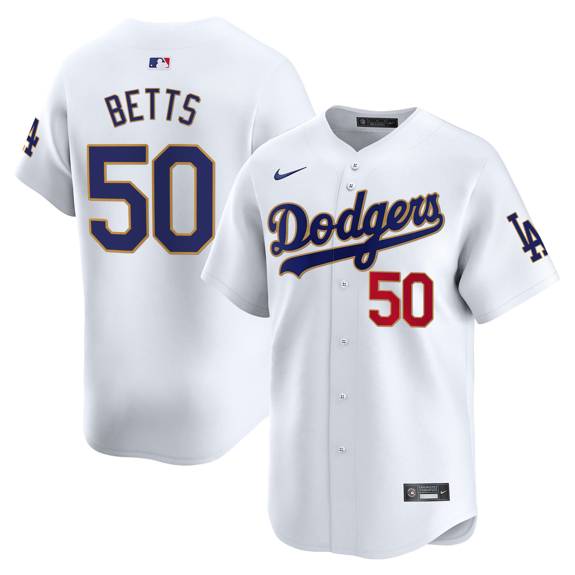 Men's Los Angeles Dodgers Gold Trim Vapor Premier Limited Jersey - All Stitched