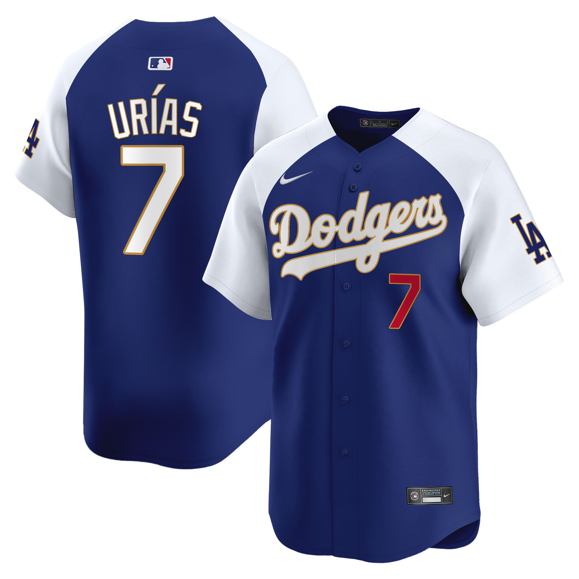 Men's Los Angeles Dodgers Gold Trim Vapor Premier Limited Jersey - All Stitched
