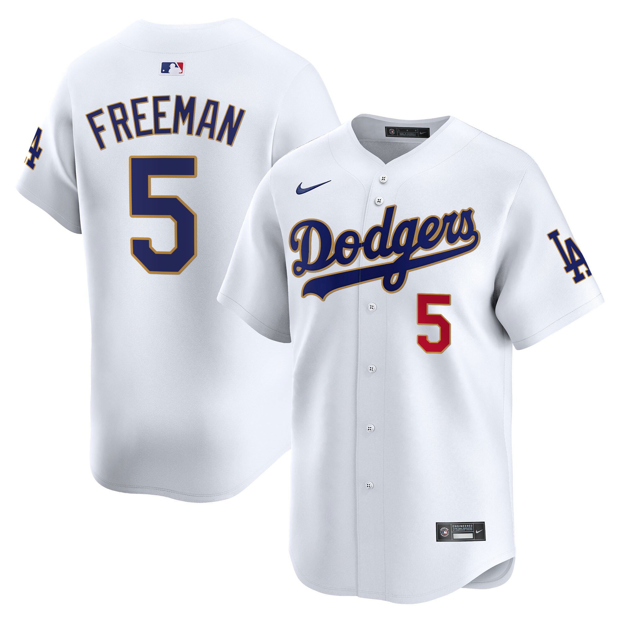 Men's Los Angeles Dodgers Gold Trim Vapor Premier Limited Jersey - All Stitched