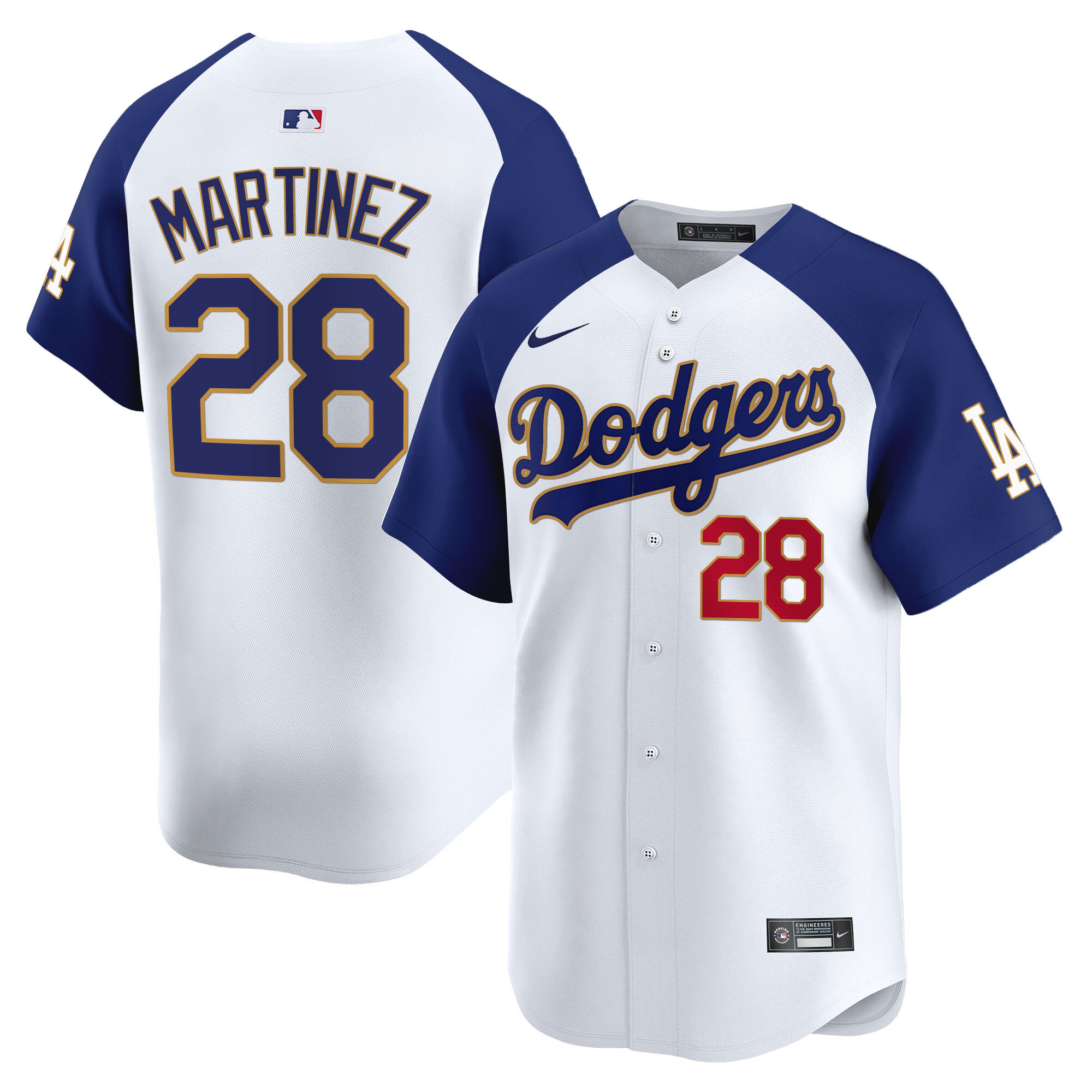 Men's Los Angeles Dodgers Gold Trim Vapor Premier Limited Jersey - All Stitched