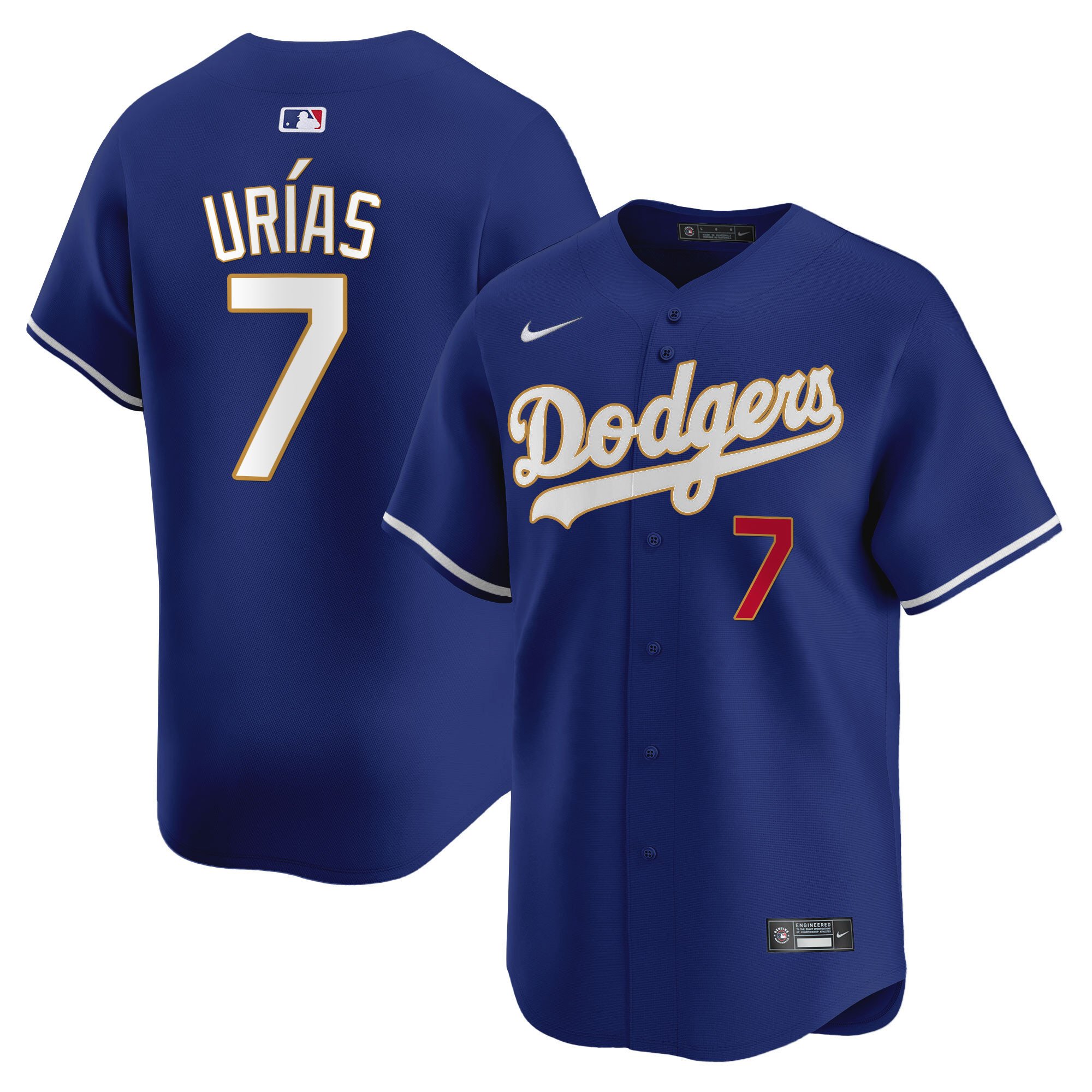 Men's Los Angeles Dodgers Gold Trim Vapor Premier Limited Jersey - All Stitched