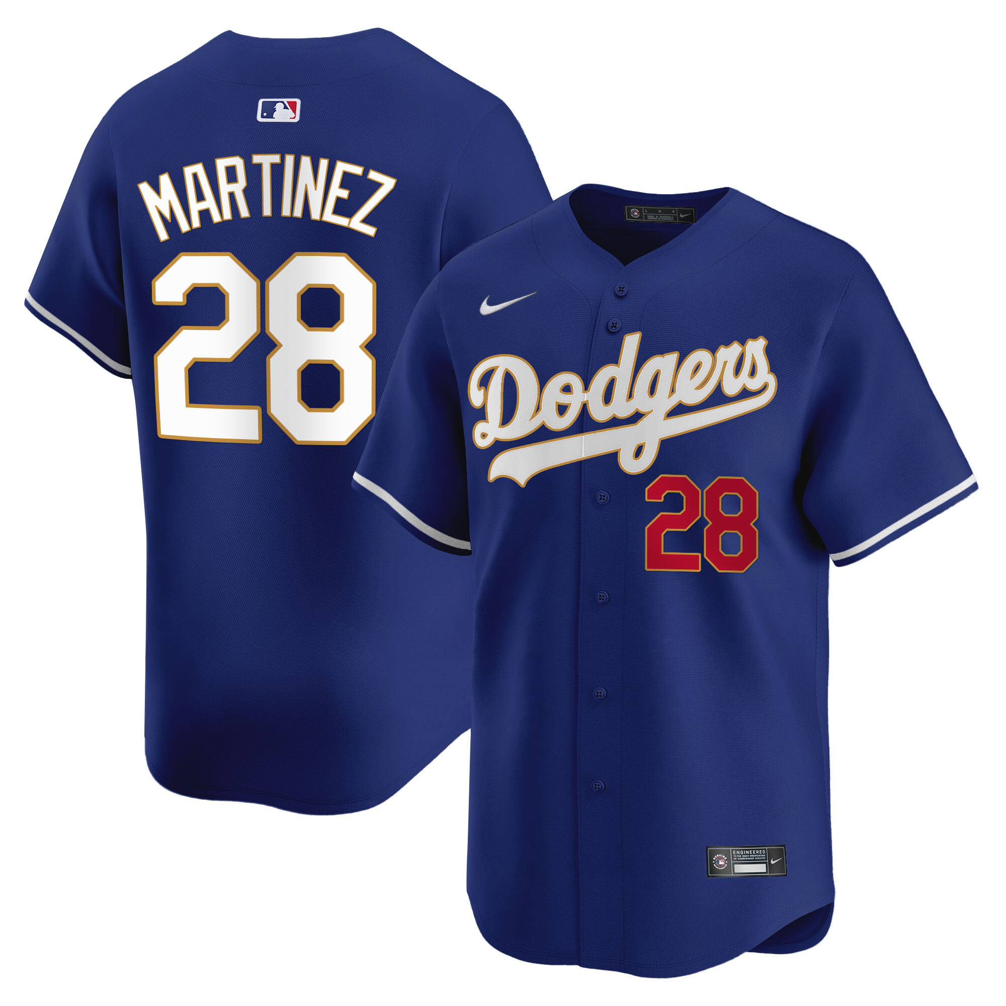 Men's Los Angeles Dodgers Gold Trim Vapor Premier Limited Jersey - All Stitched