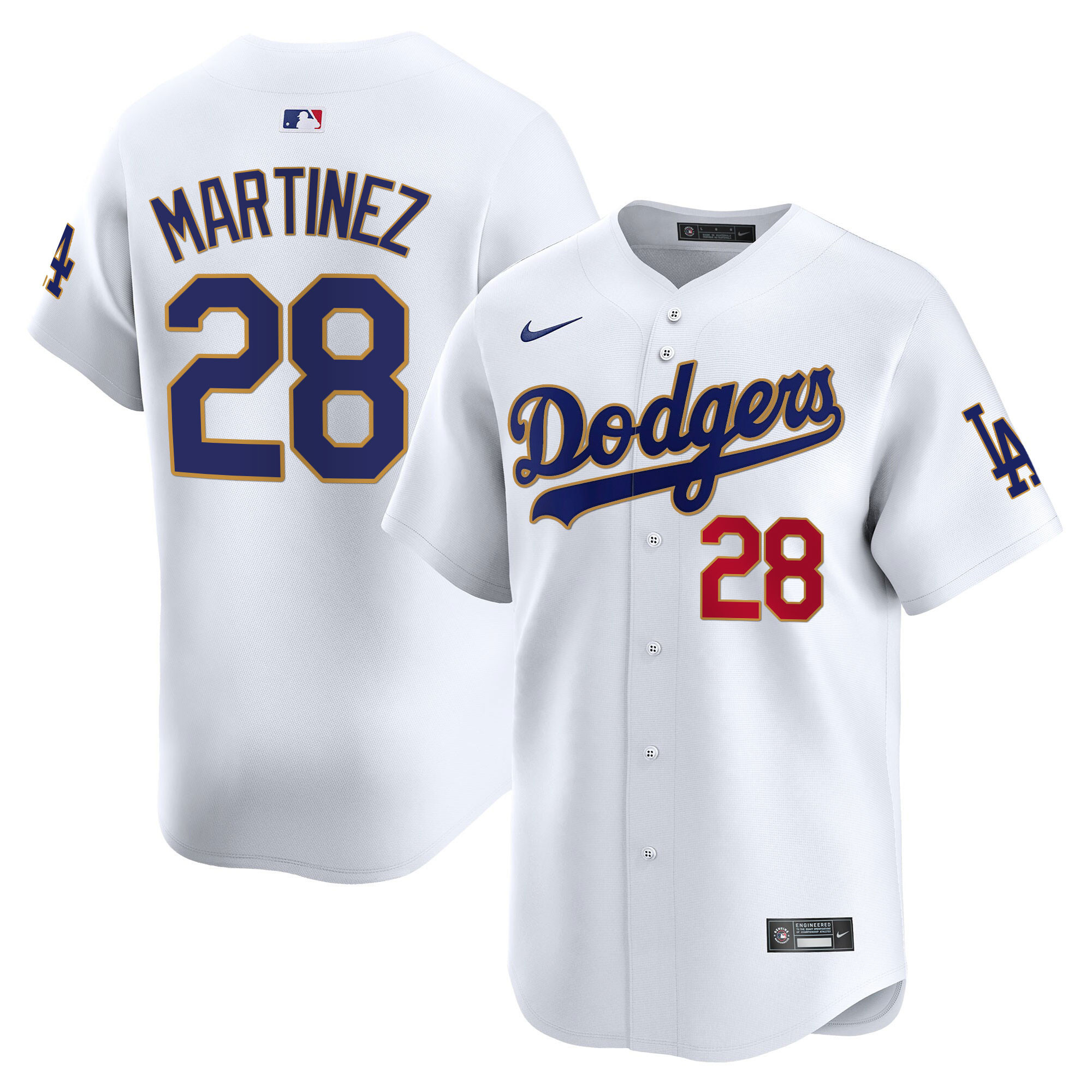 Men's Los Angeles Dodgers Gold Trim Vapor Premier Limited Jersey - All Stitched