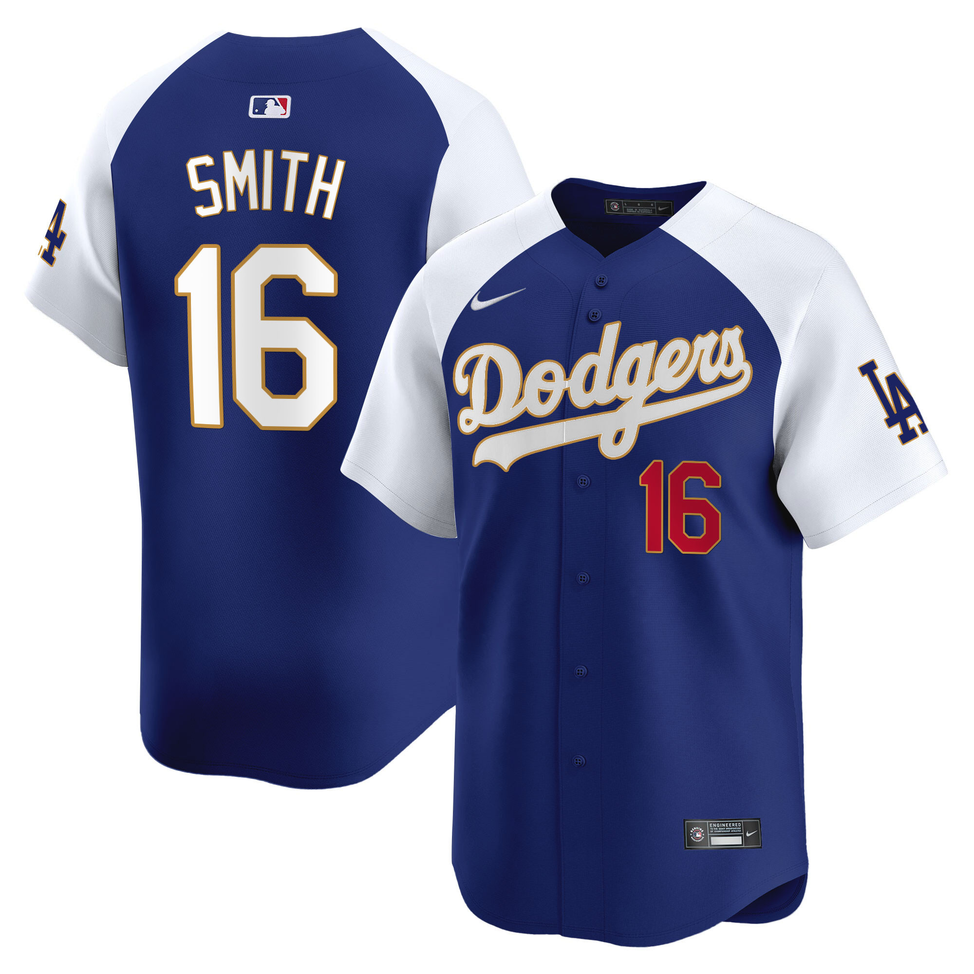 Men's Los Angeles Dodgers Gold Trim Vapor Premier Limited Jersey - All Stitched