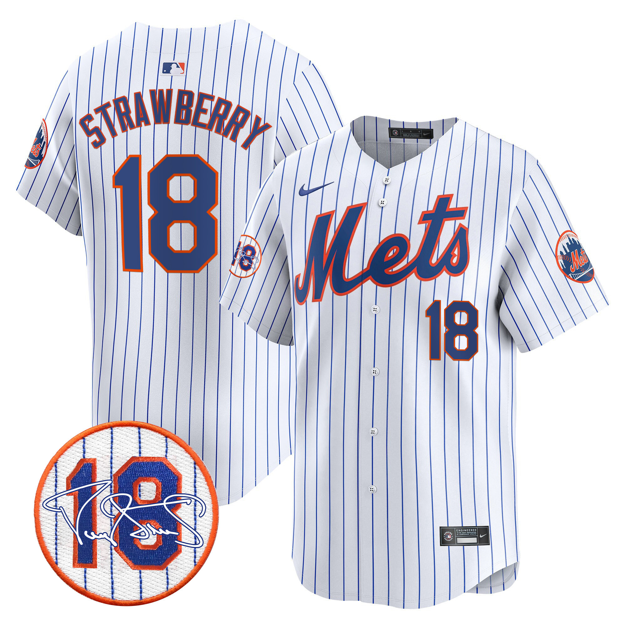 Men's Mets Darryl Strawberry Patch Vapor Premier Limited Jersey - All Stitched