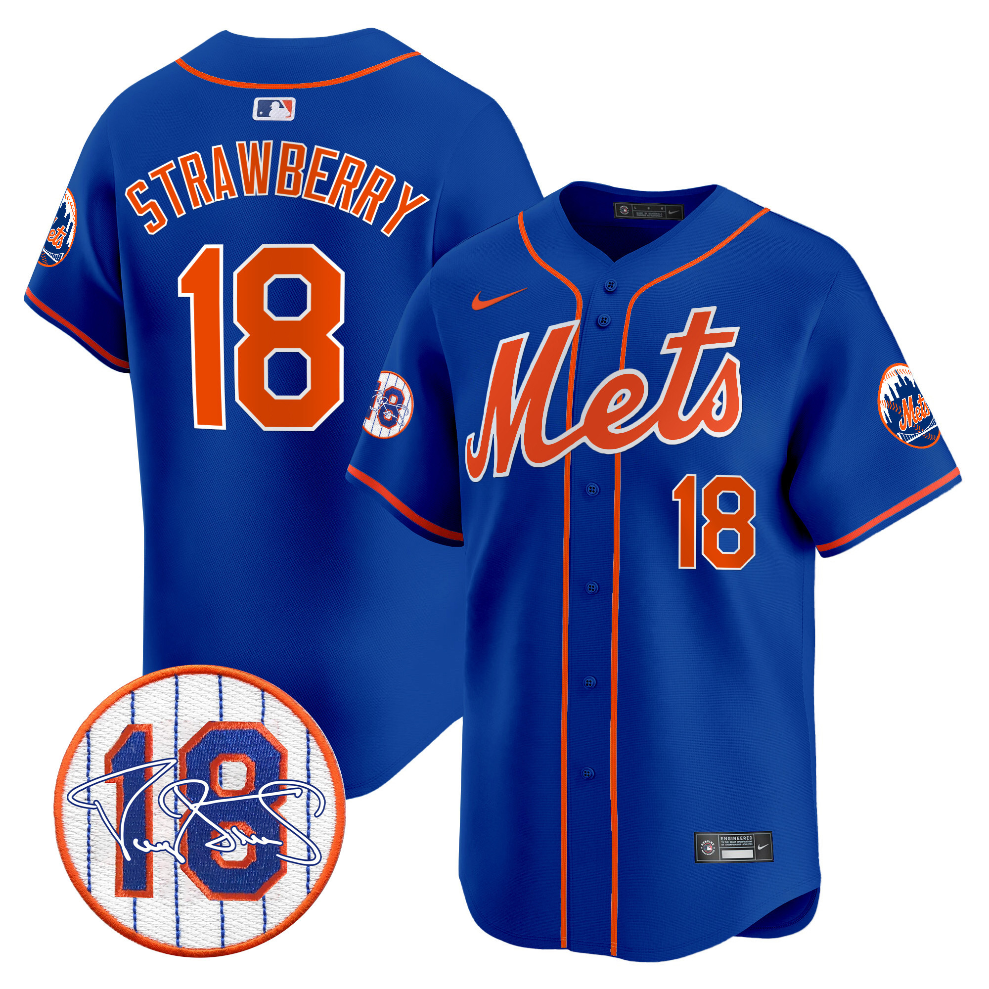 Men's Mets Darryl Strawberry Patch Vapor Premier Limited Jersey - All Stitched