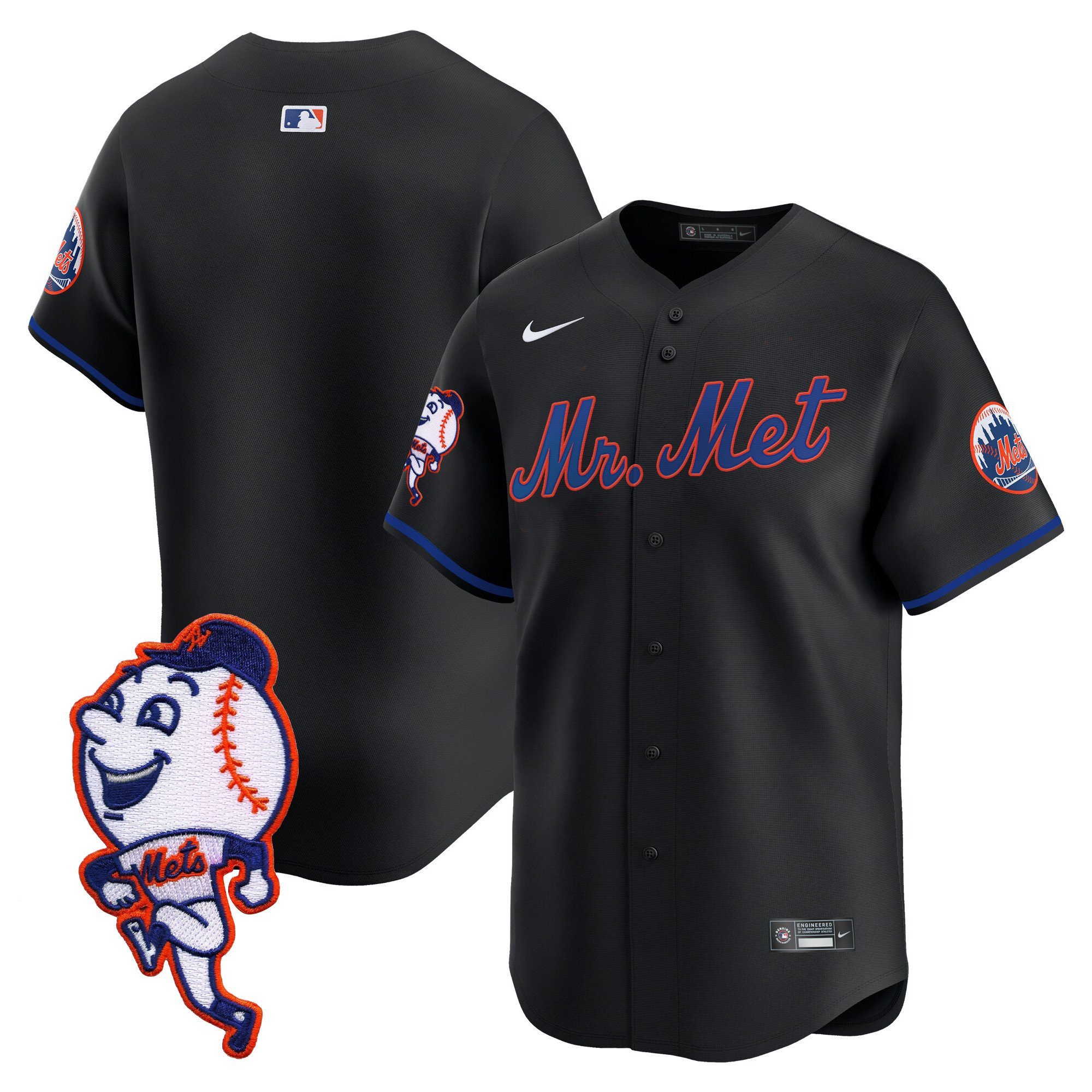 Men's Mets Mr. Met Patch Vapor Premier Limited Jersey - All Stitched