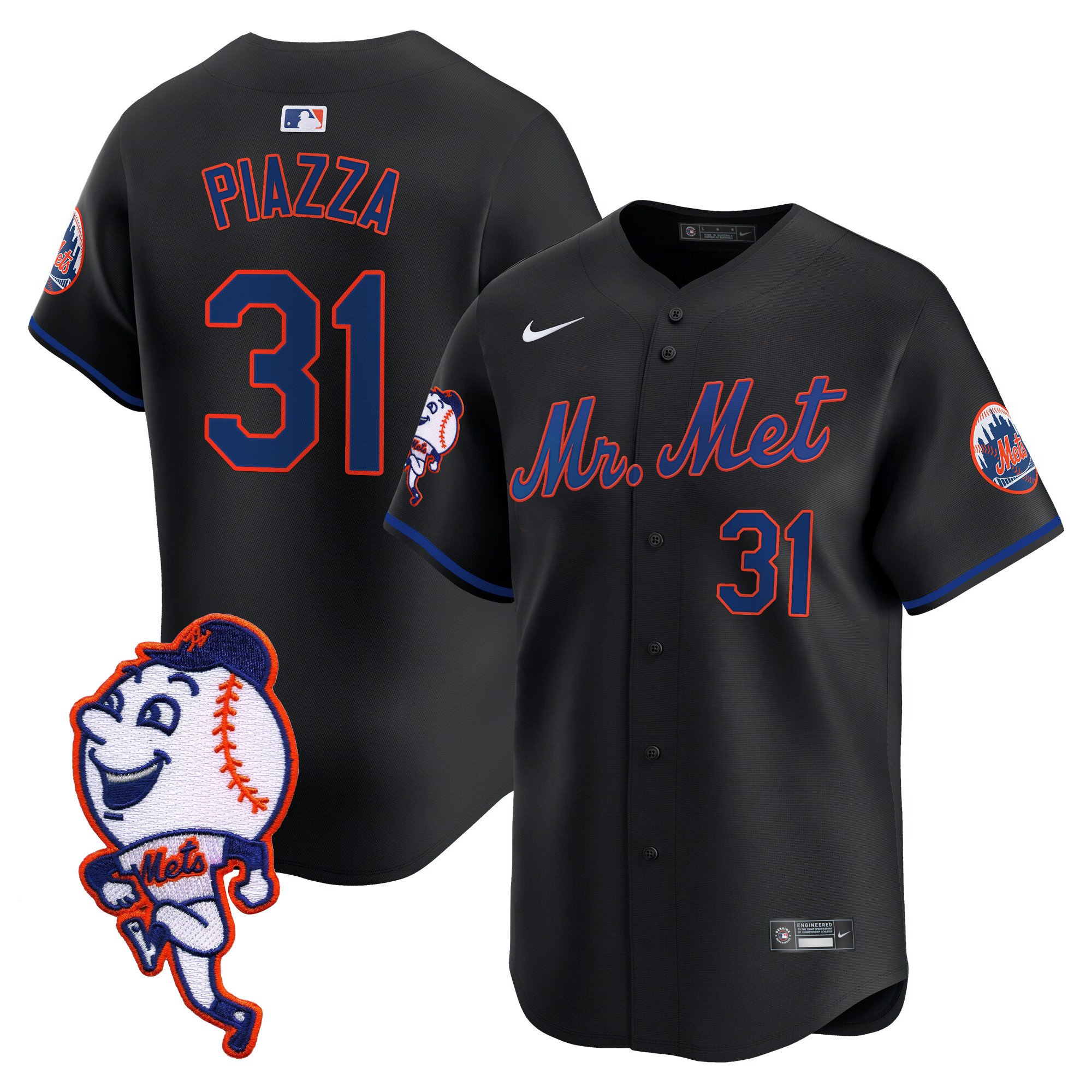 Men's Mets Mr. Met Patch Vapor Premier Limited Jersey - All Stitched