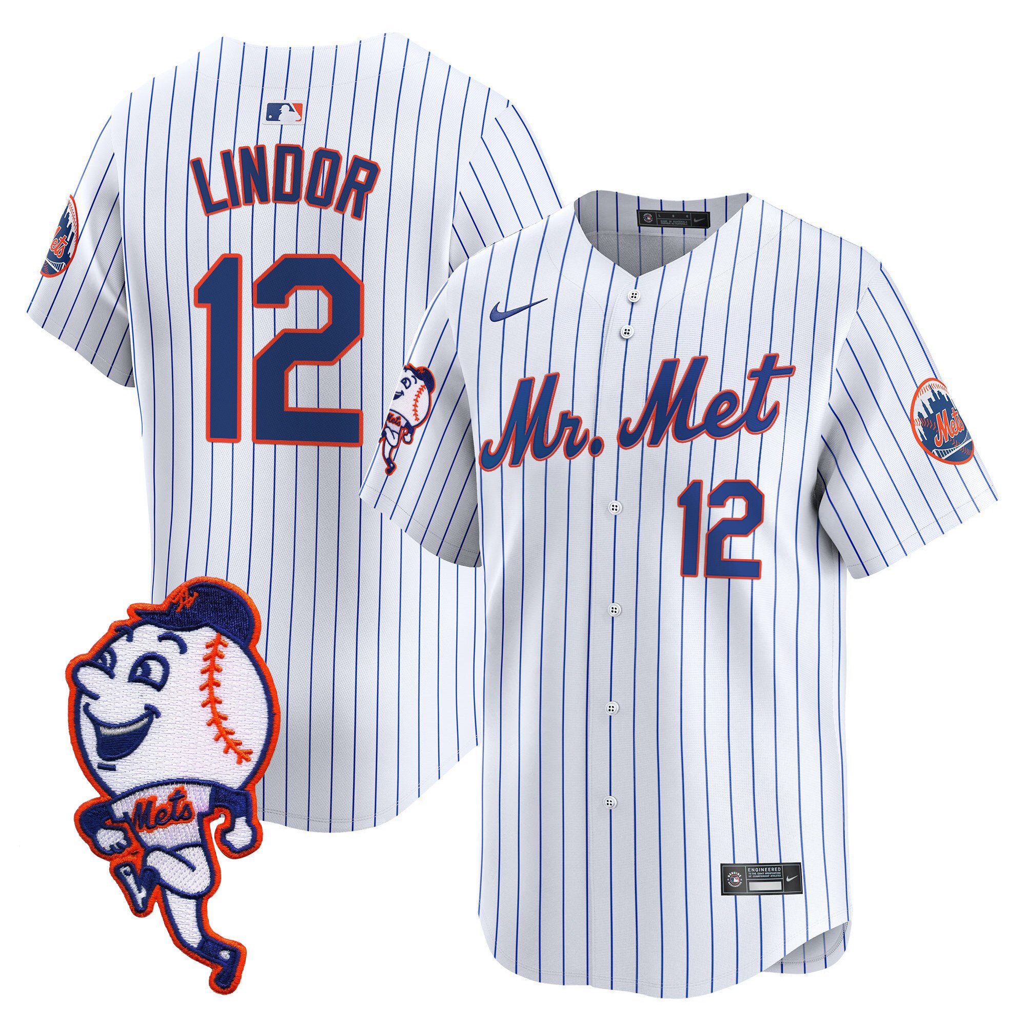Men's Mets Mr. Met Patch Vapor Premier Limited Jersey - All Stitched